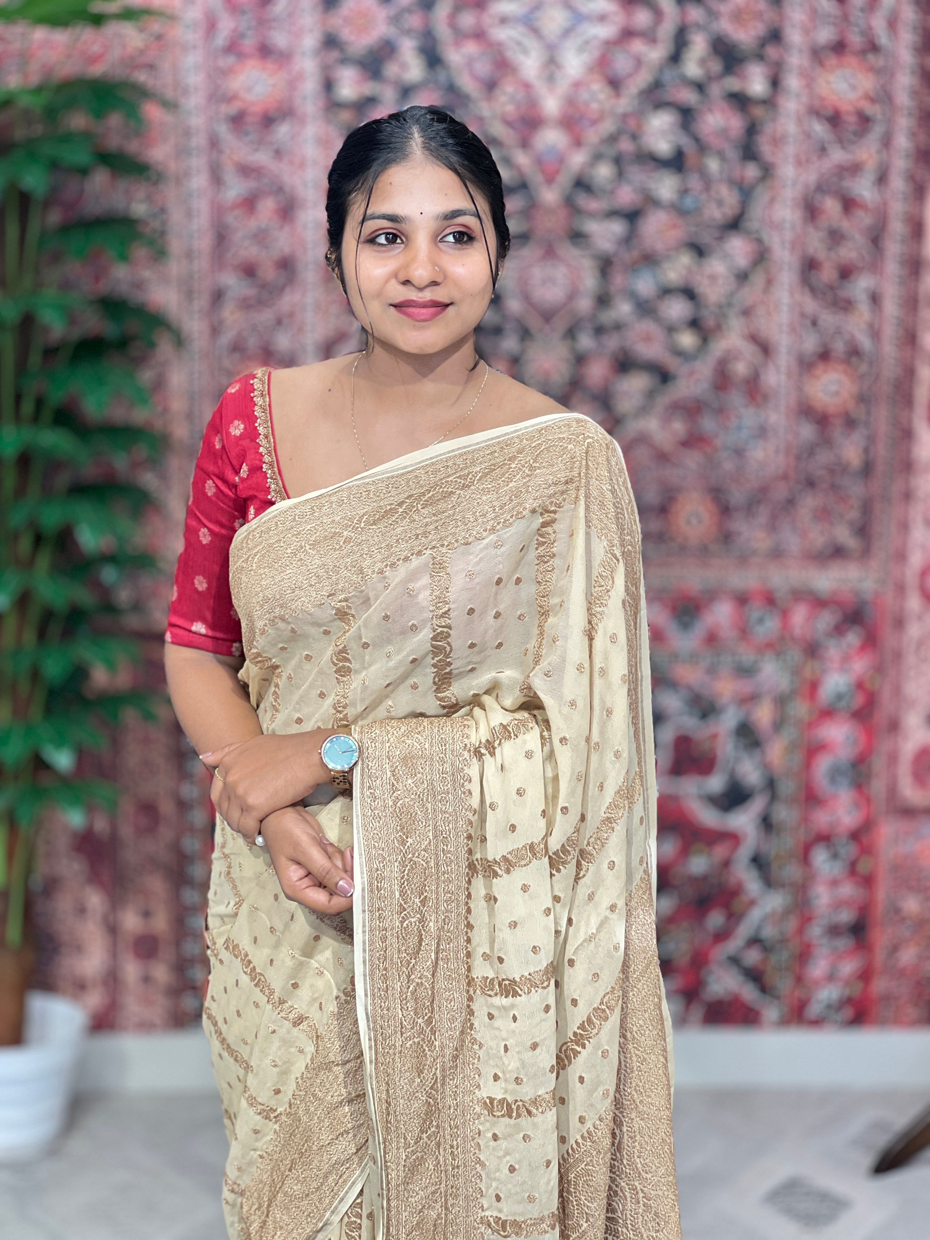 Zari Woven Banarasi Pure Georgette Saree | NO157