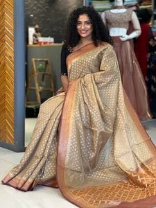 Golden Zari Weaving Banarasi Tissue Saree | BHH113