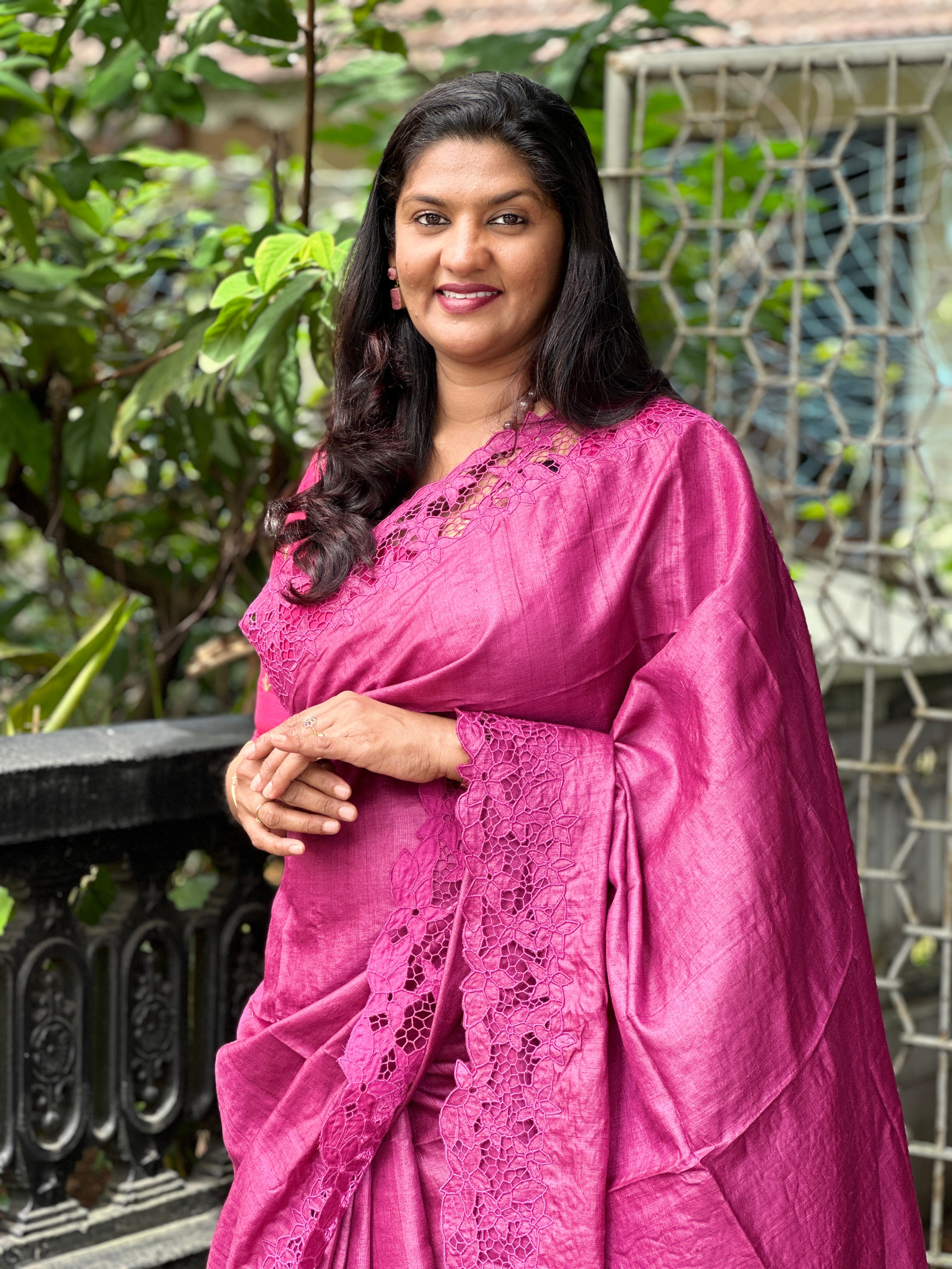 Twine Cutwork Desi Tussar Saree | TC316