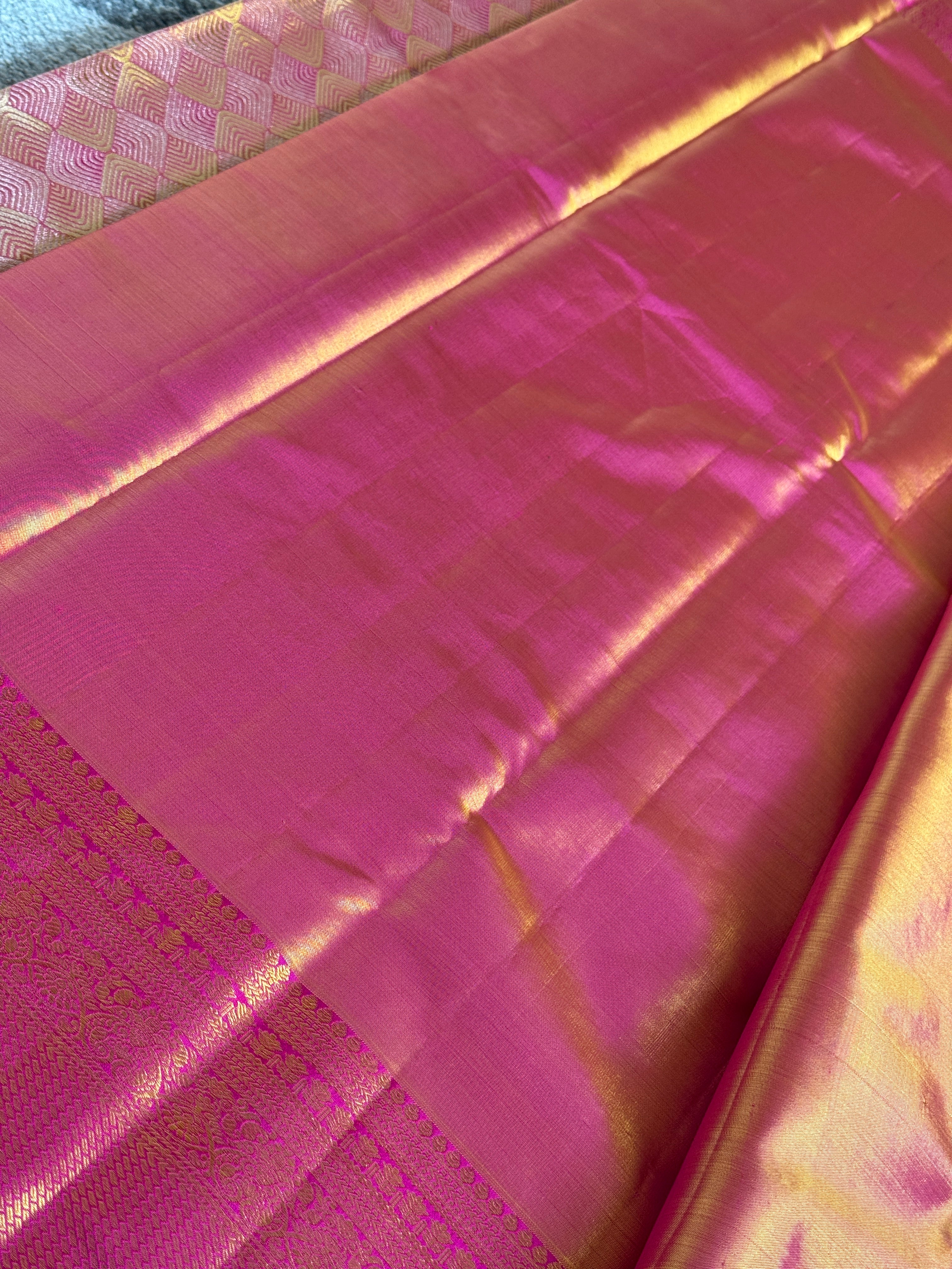 Meenakari Weaving Pattern Tissue Kanchipuram Saree | OM136