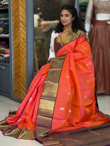Sunset Orange Colour Traditional Kanchipuram saree |AK137