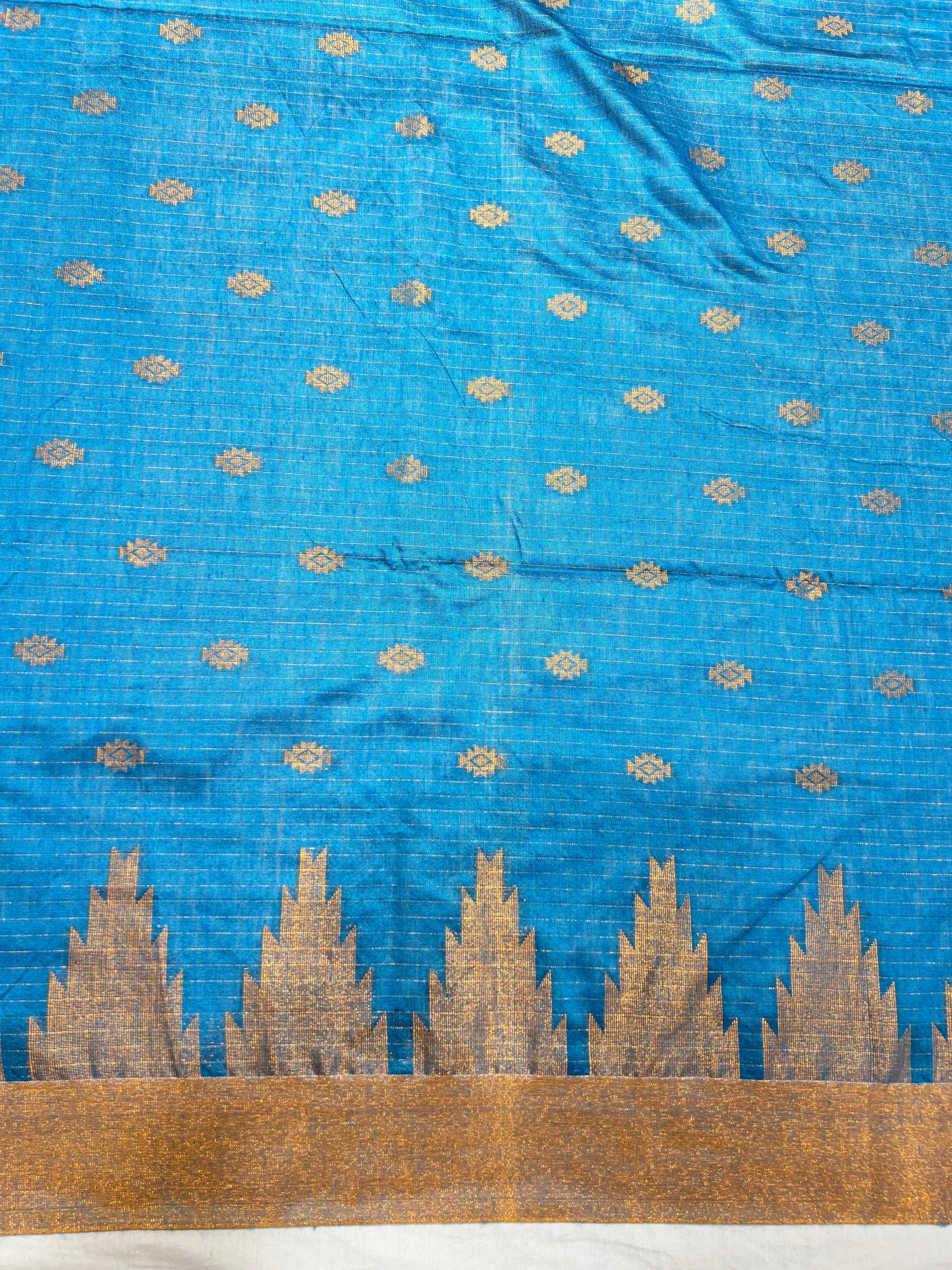 Temple Border Detailed Cotton Silk Saree | RP773