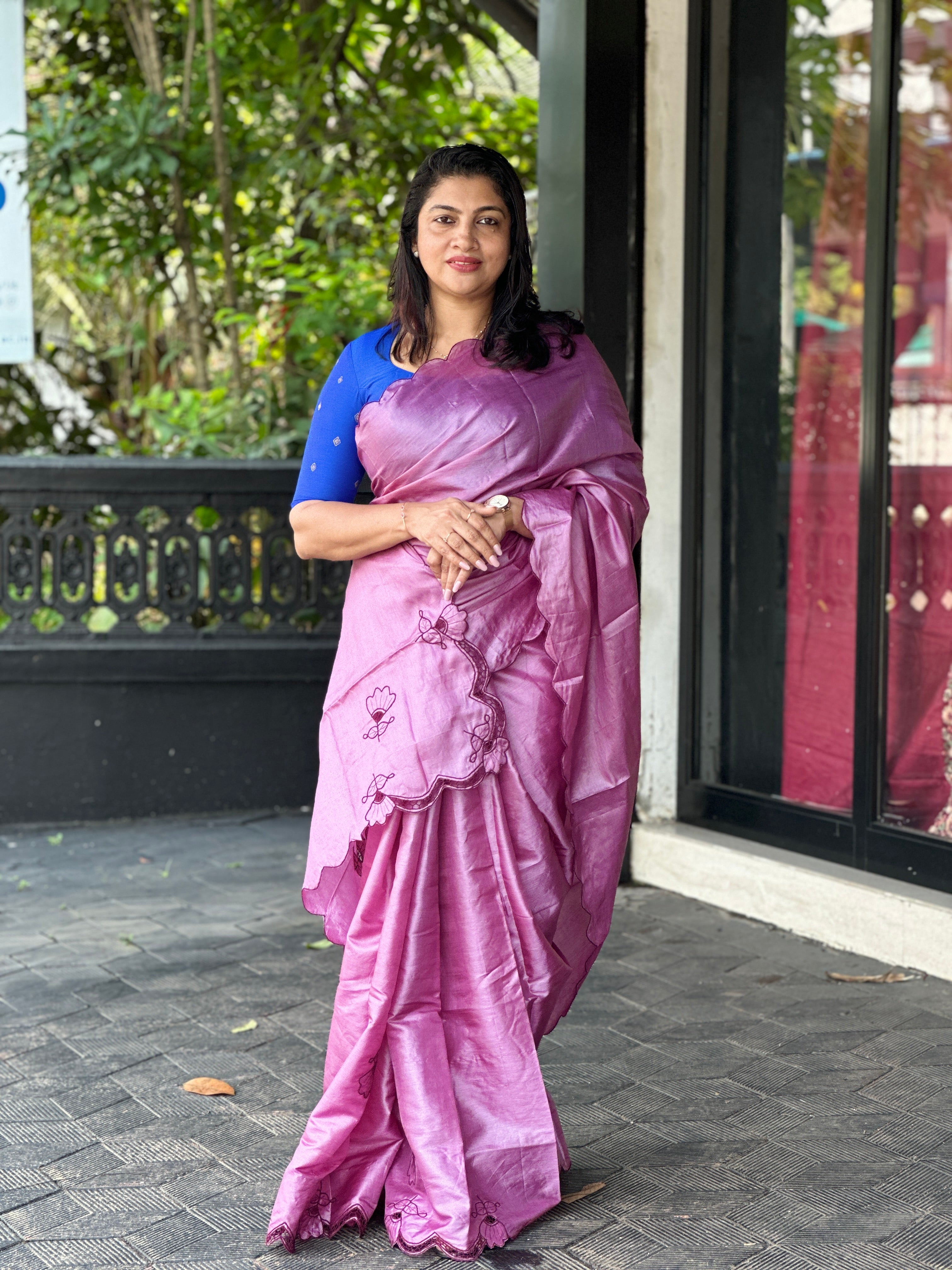 Twine Cutwork &  Scallop Pattern Tussar Saree | TC251