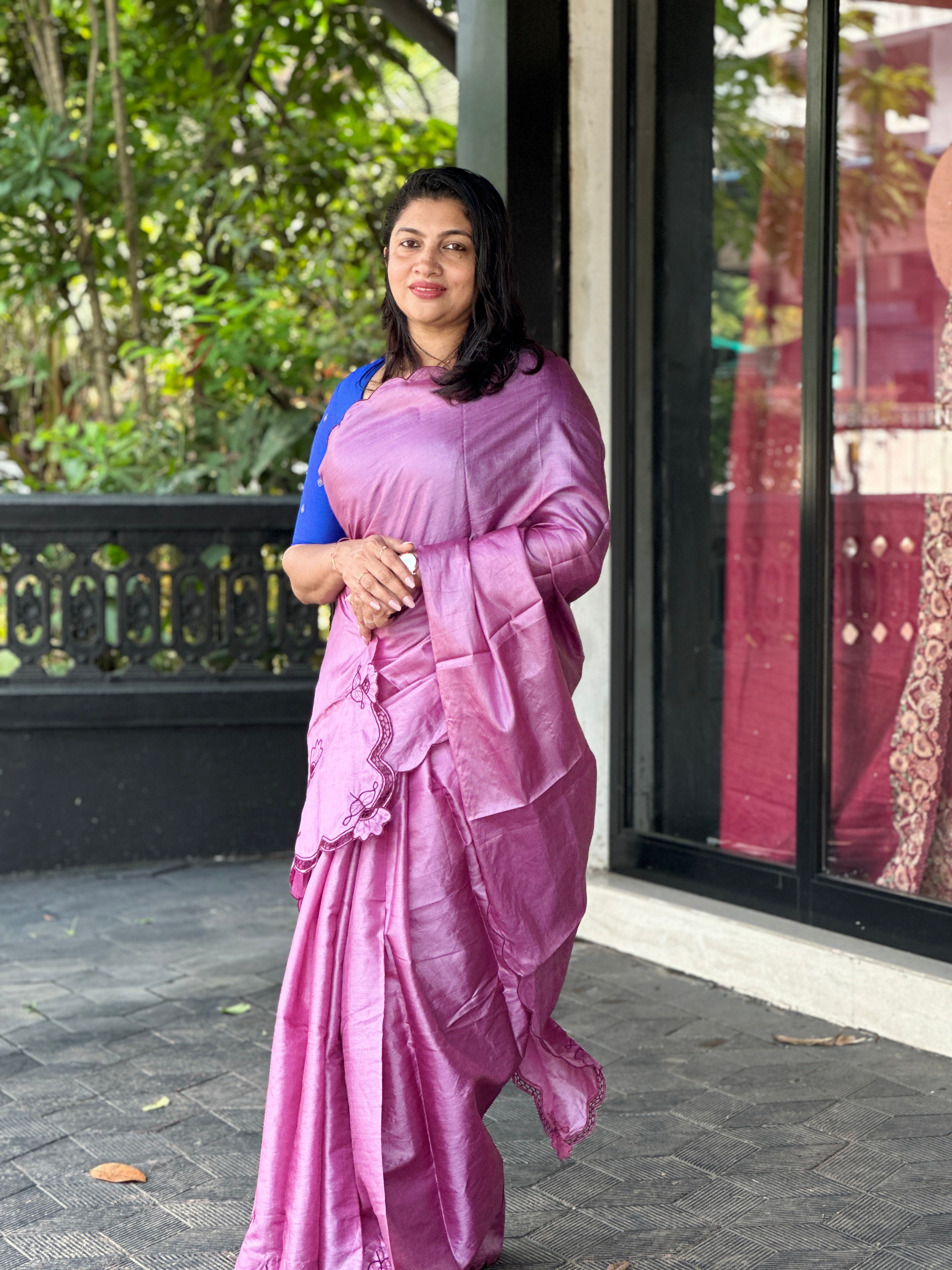 Twine Cutwork &  Scallop Pattern Tussar Saree | TC251