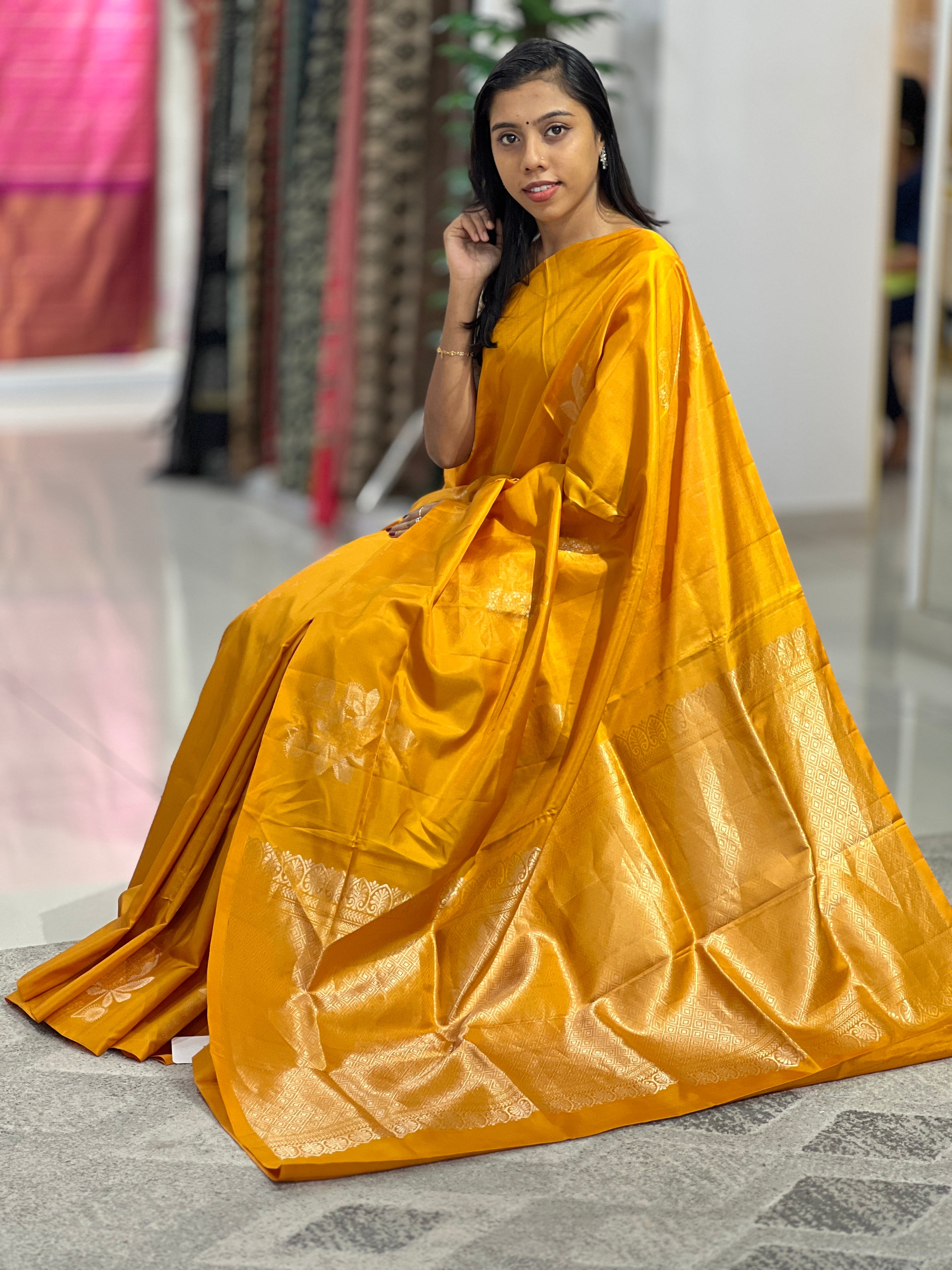 Copper & Silver Zari Woven Soft Silk Saree | TT235