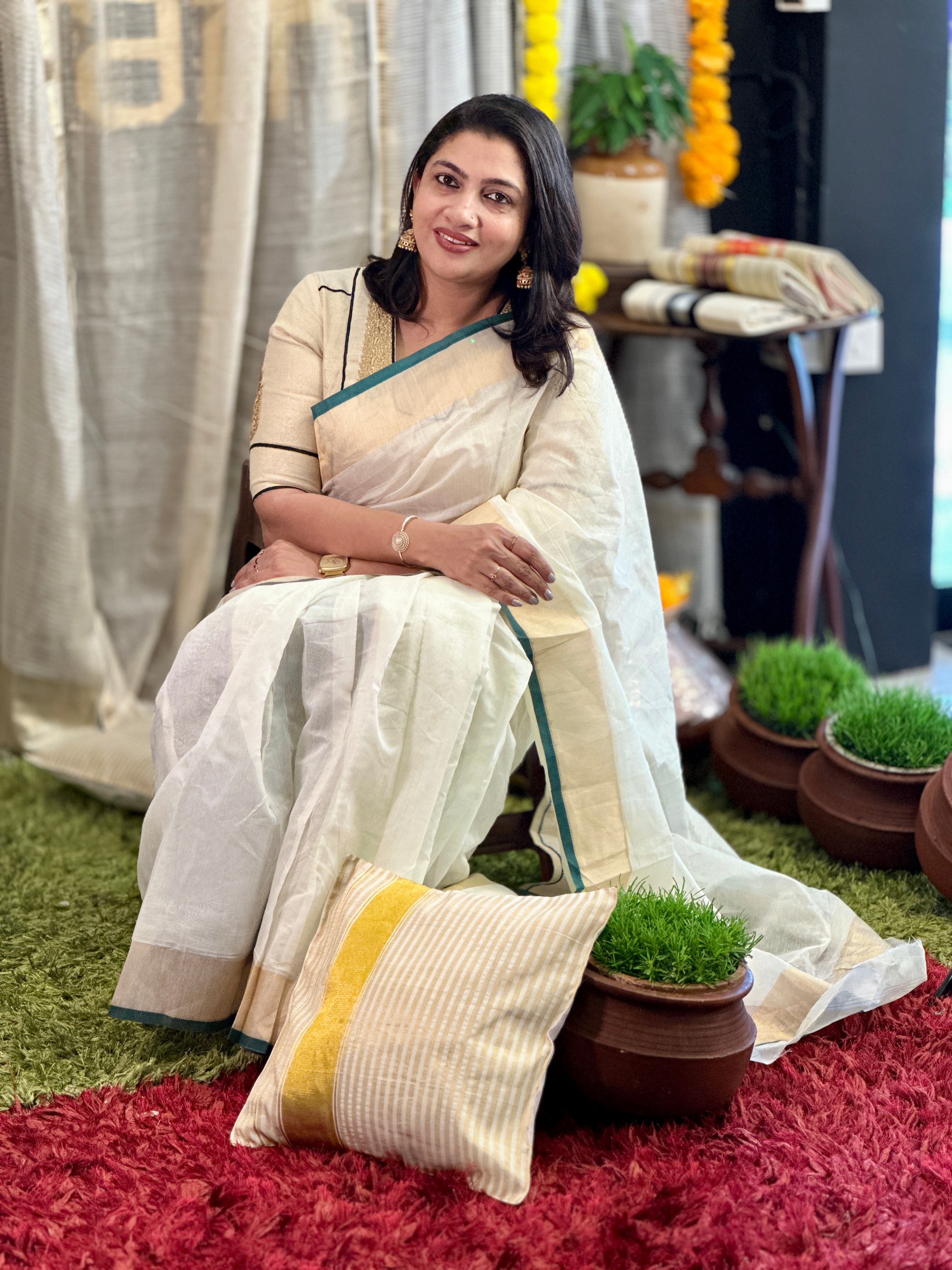 Kasavu With Kara Border Detailed  Kerala Cotton Saree | HT258