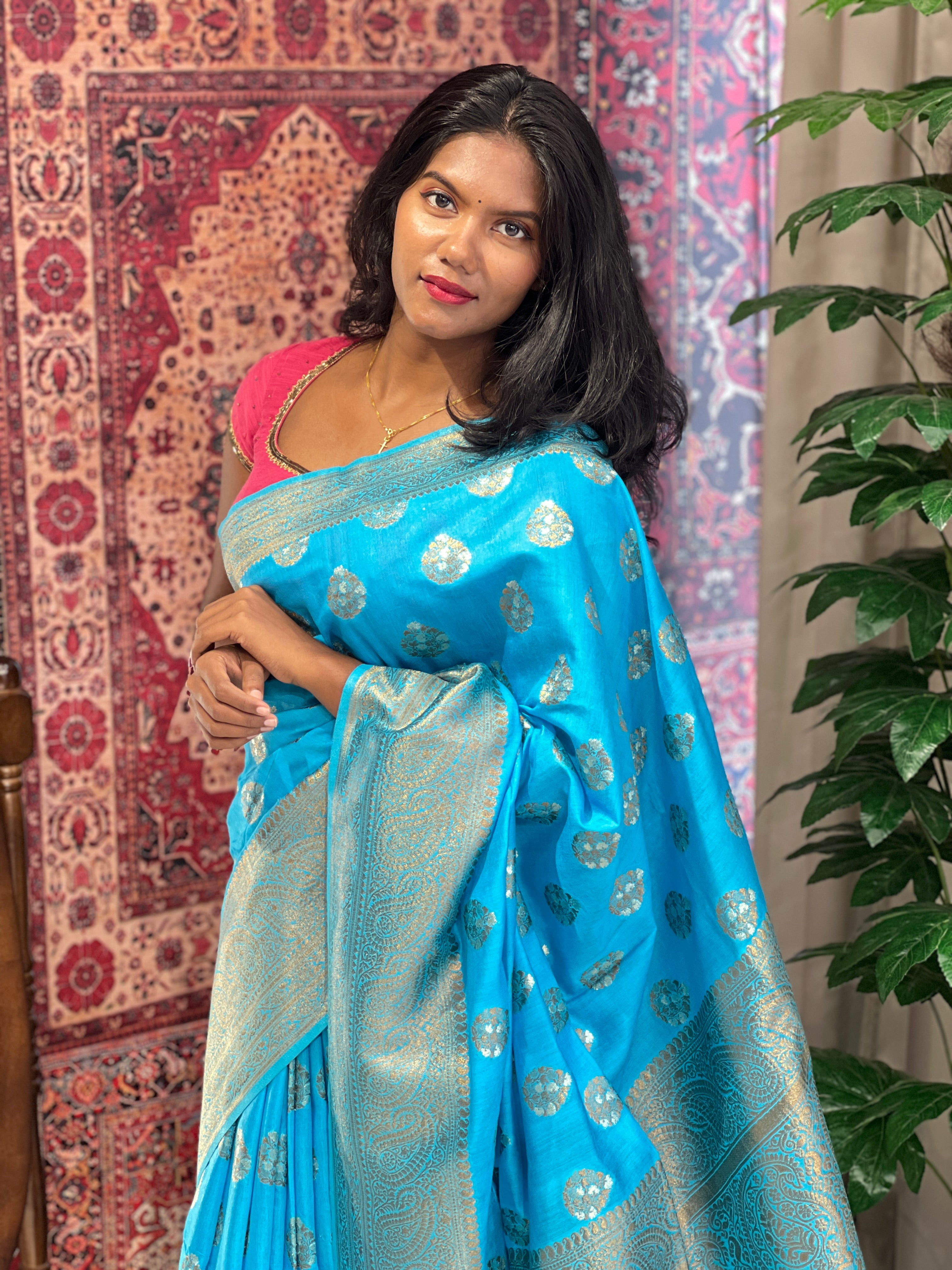 Zari Buta Weaved Bhagalpuri Saree | MRD358