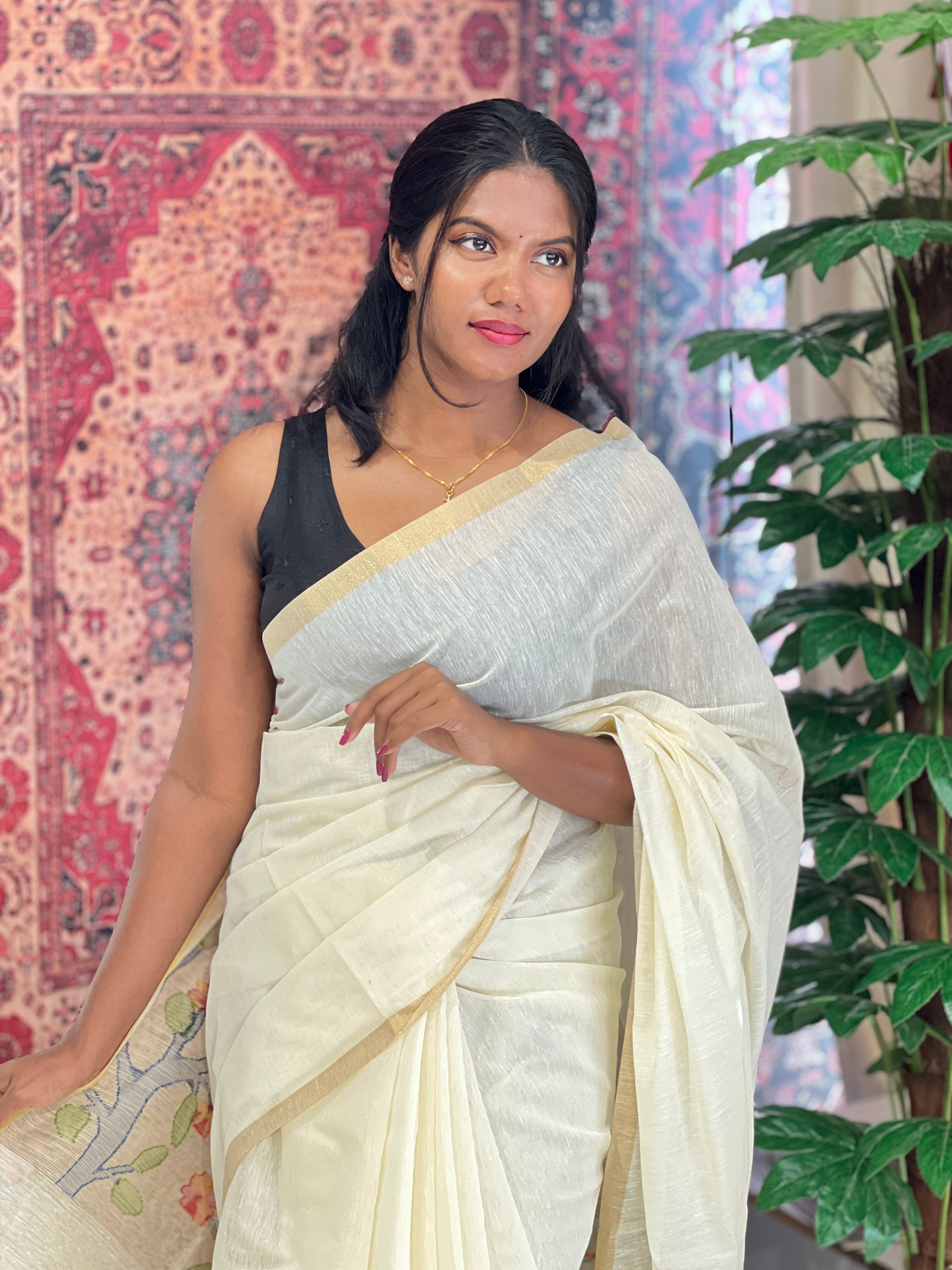 Jamdani Detailed Semi Tussar Saree | SSN241