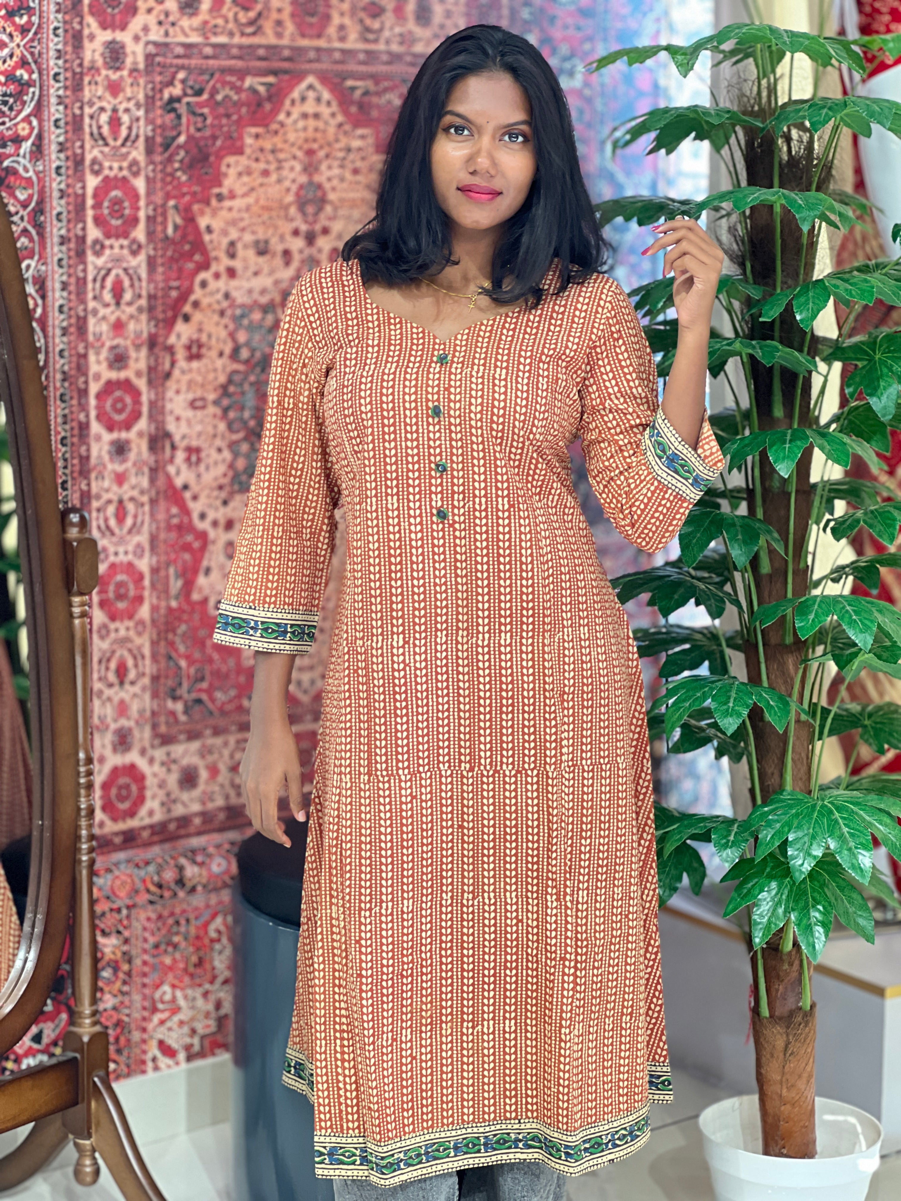 Print Detailed Cotton Kurta | DNT803
