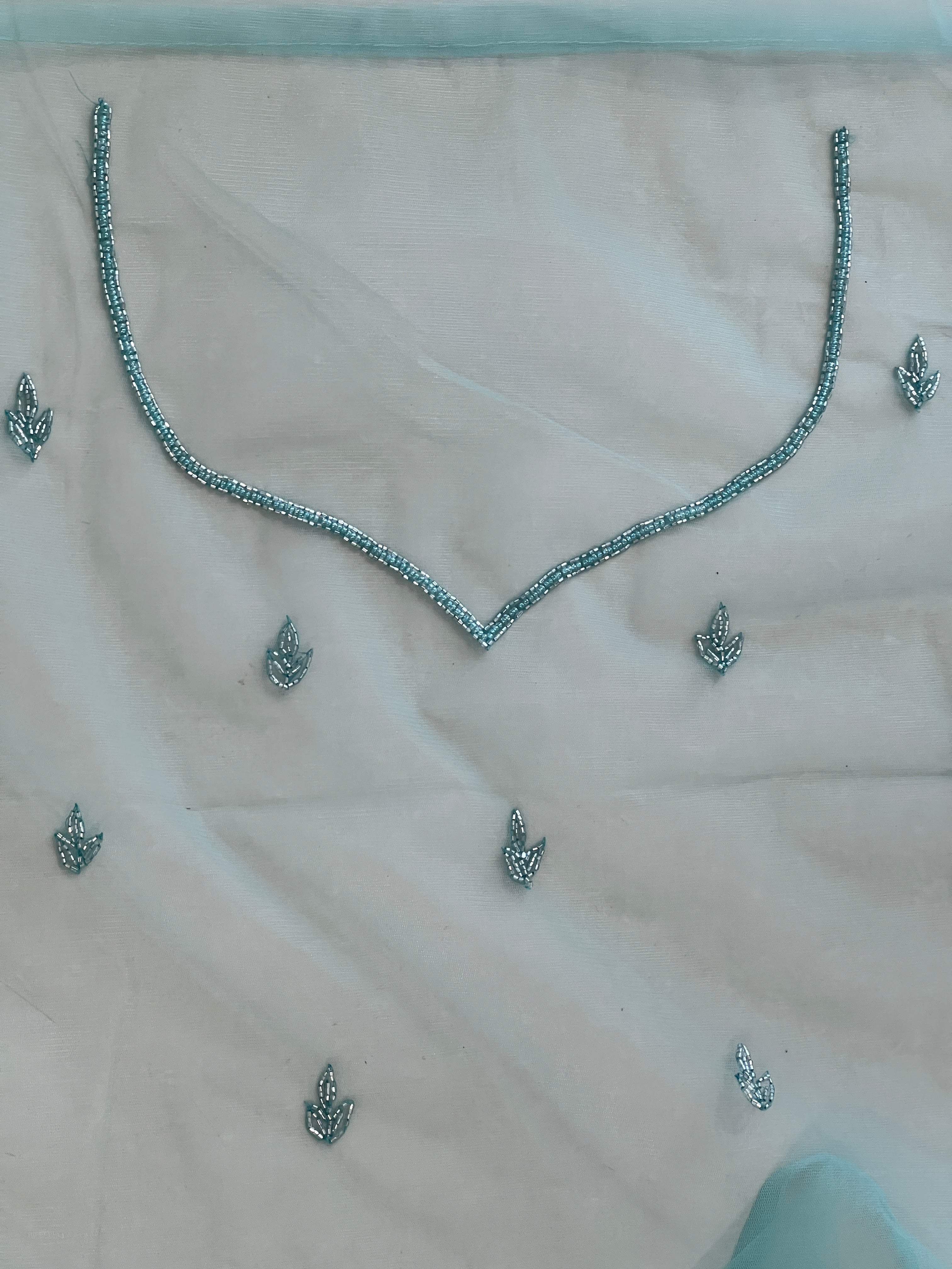 Beads Work Embroidered Net Saree | SBP797