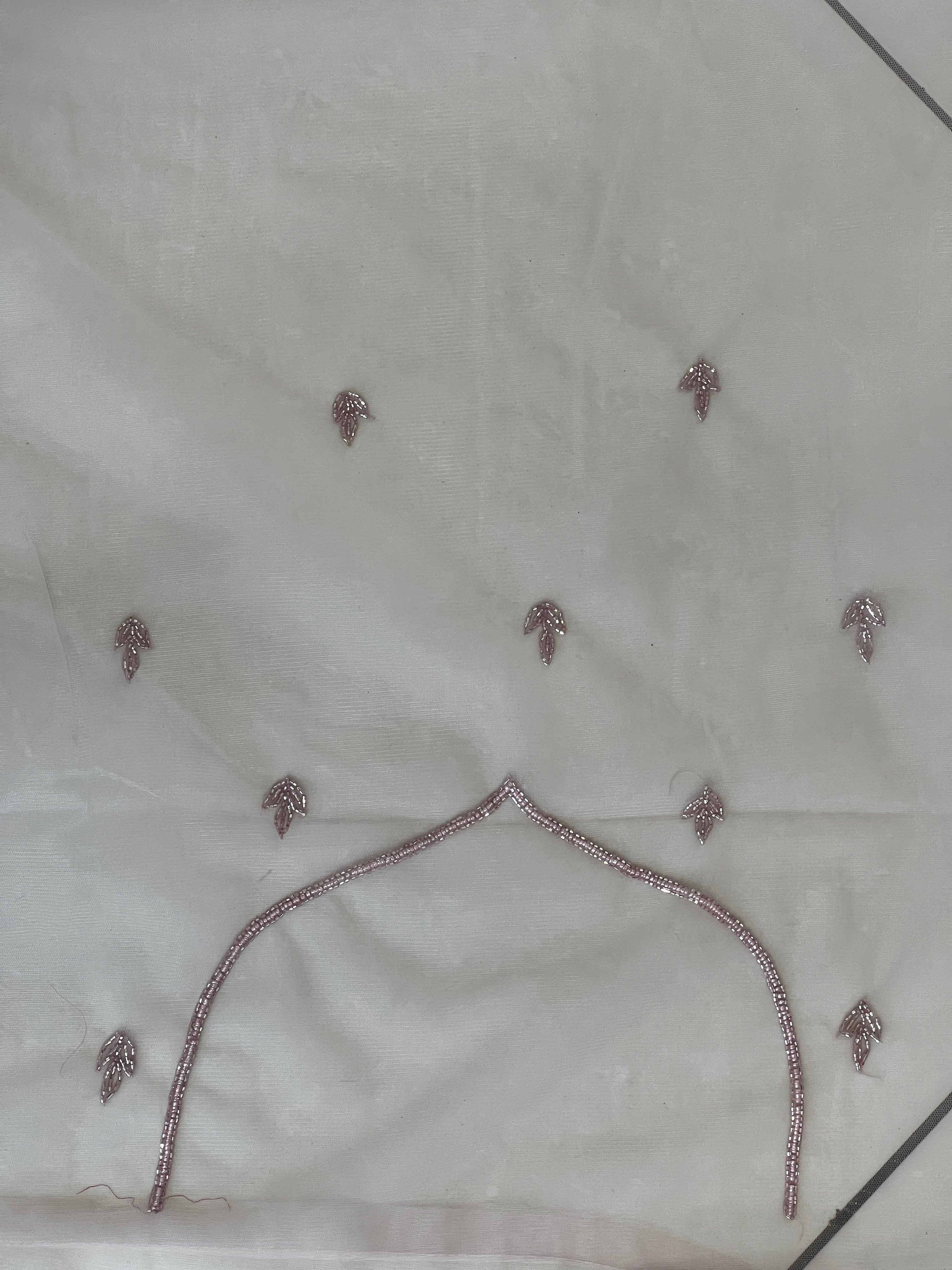 Beads Work Embroidered Net Saree | SBP795