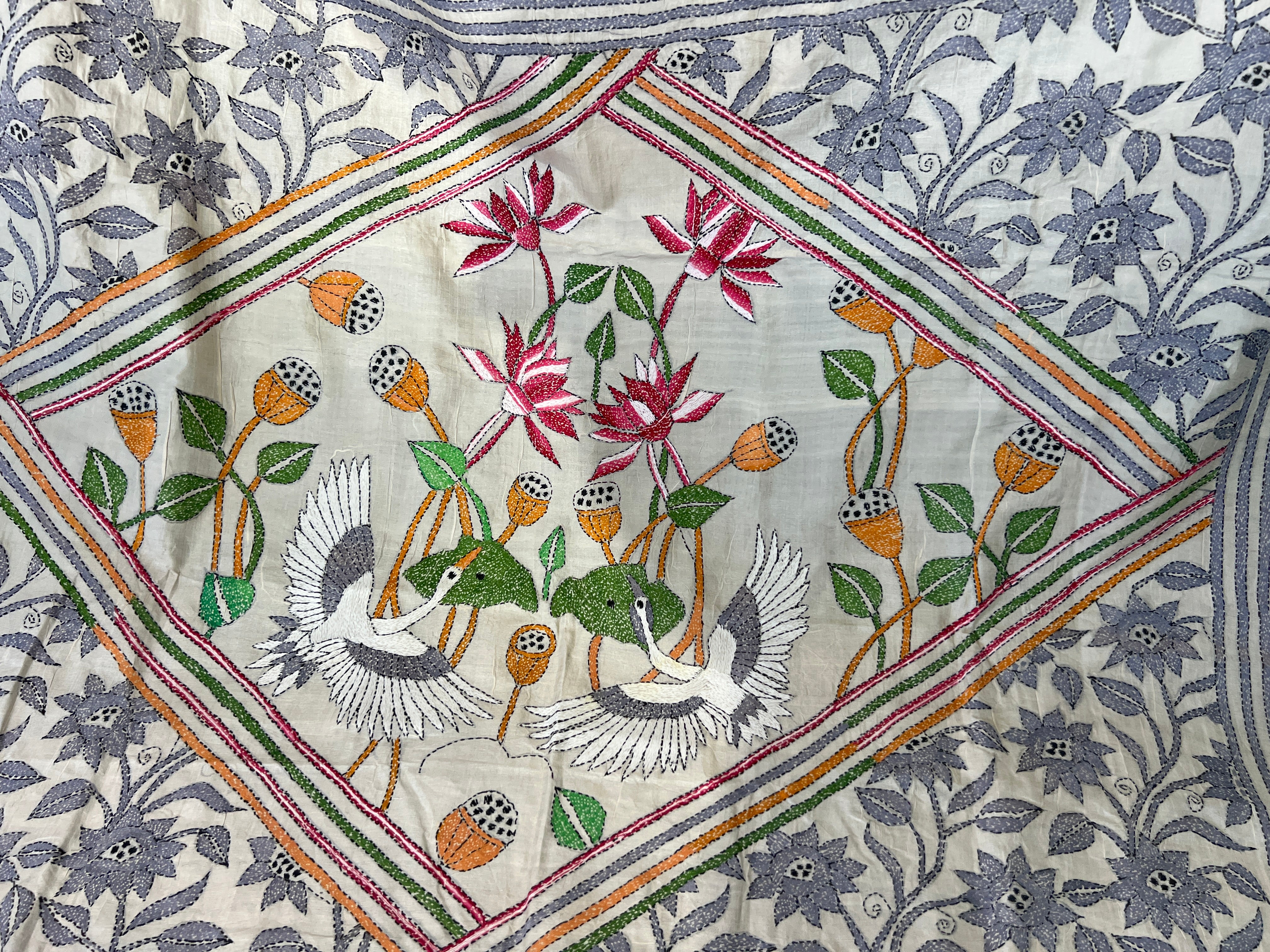 Hand Kantha Detailed Tussar Saree | AYD131