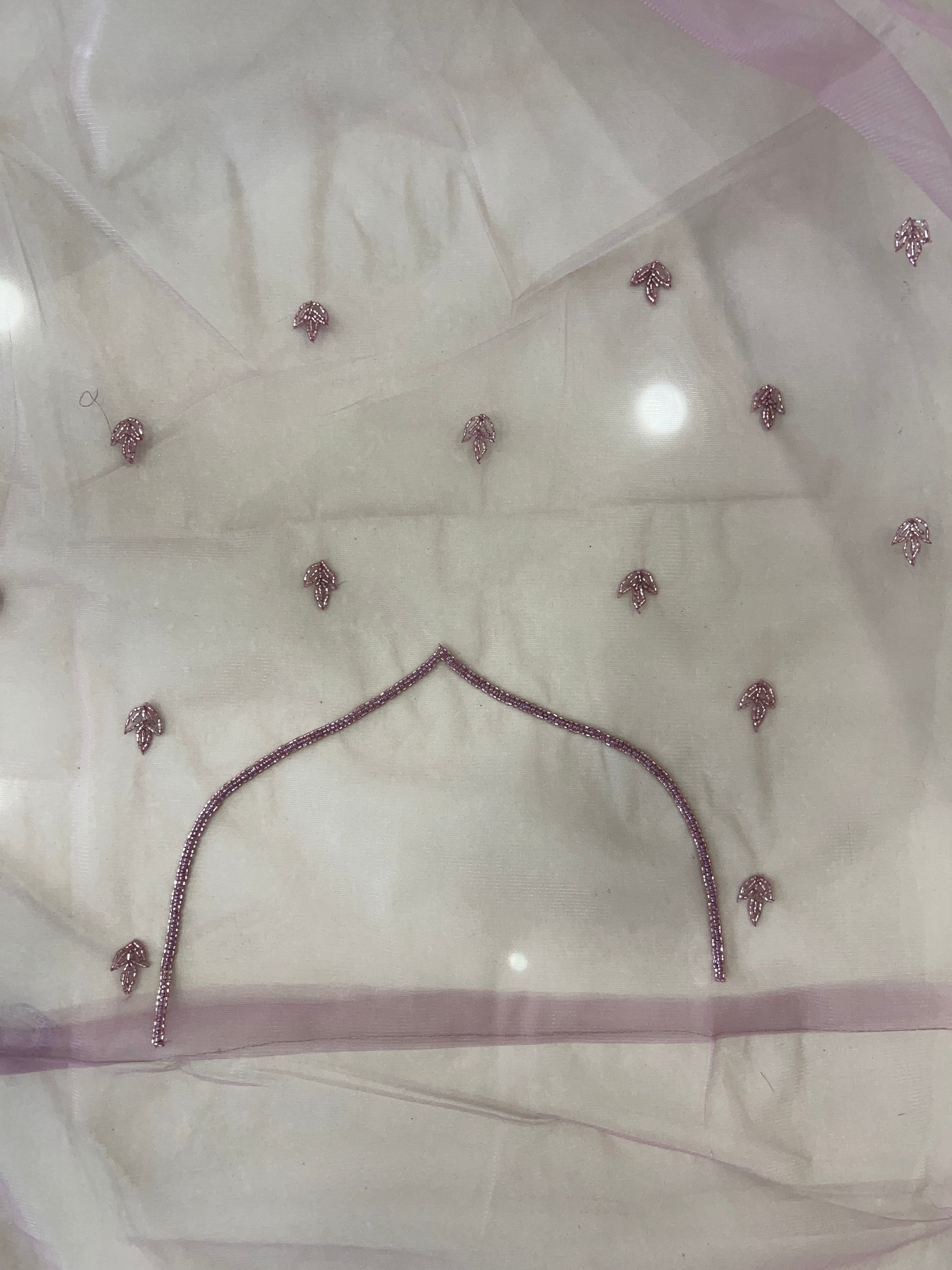 Beads Work Embroidered Net Saree | SBP796