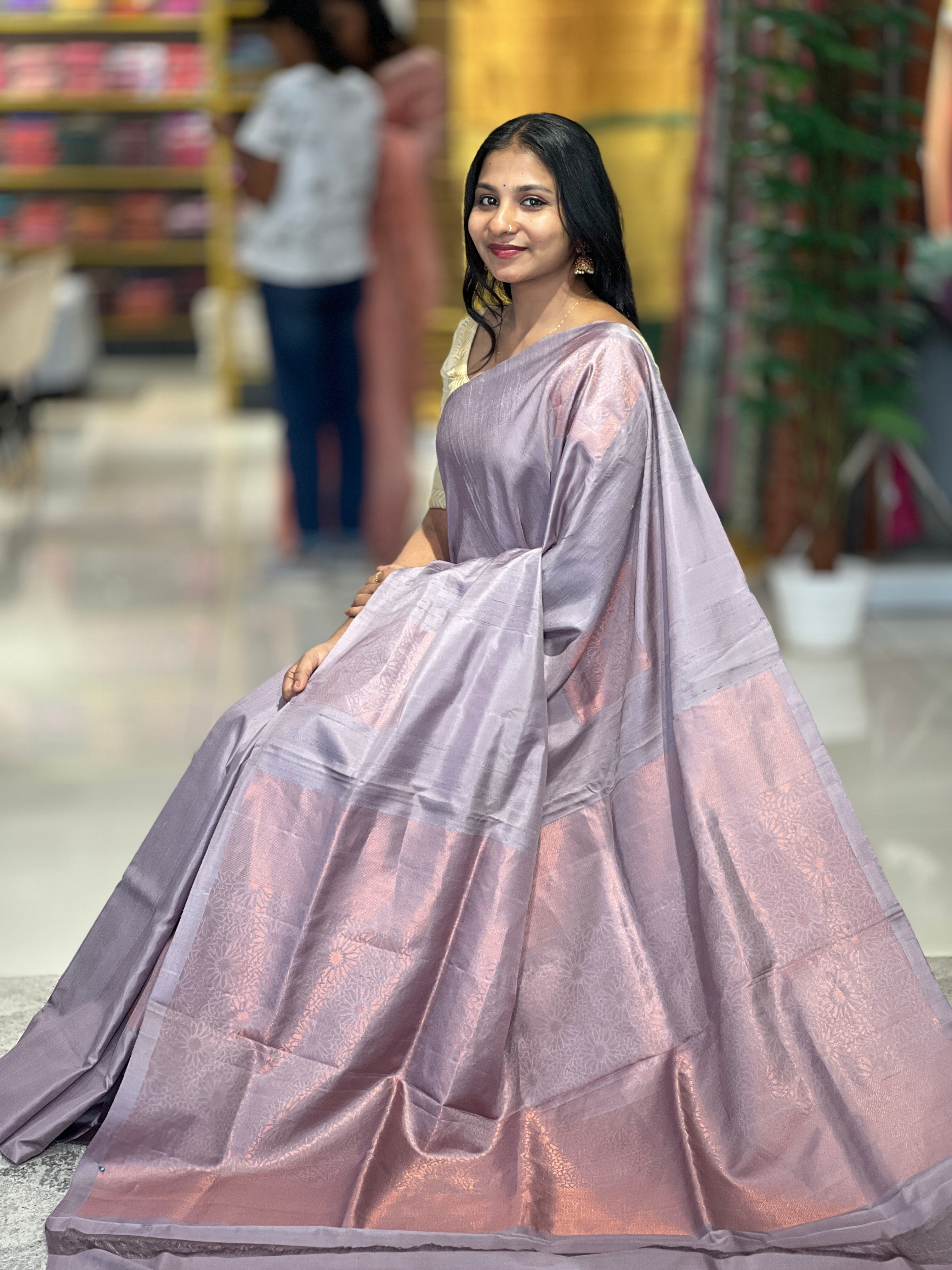 Copper Zari Woven Soft Silk Saree | TT238