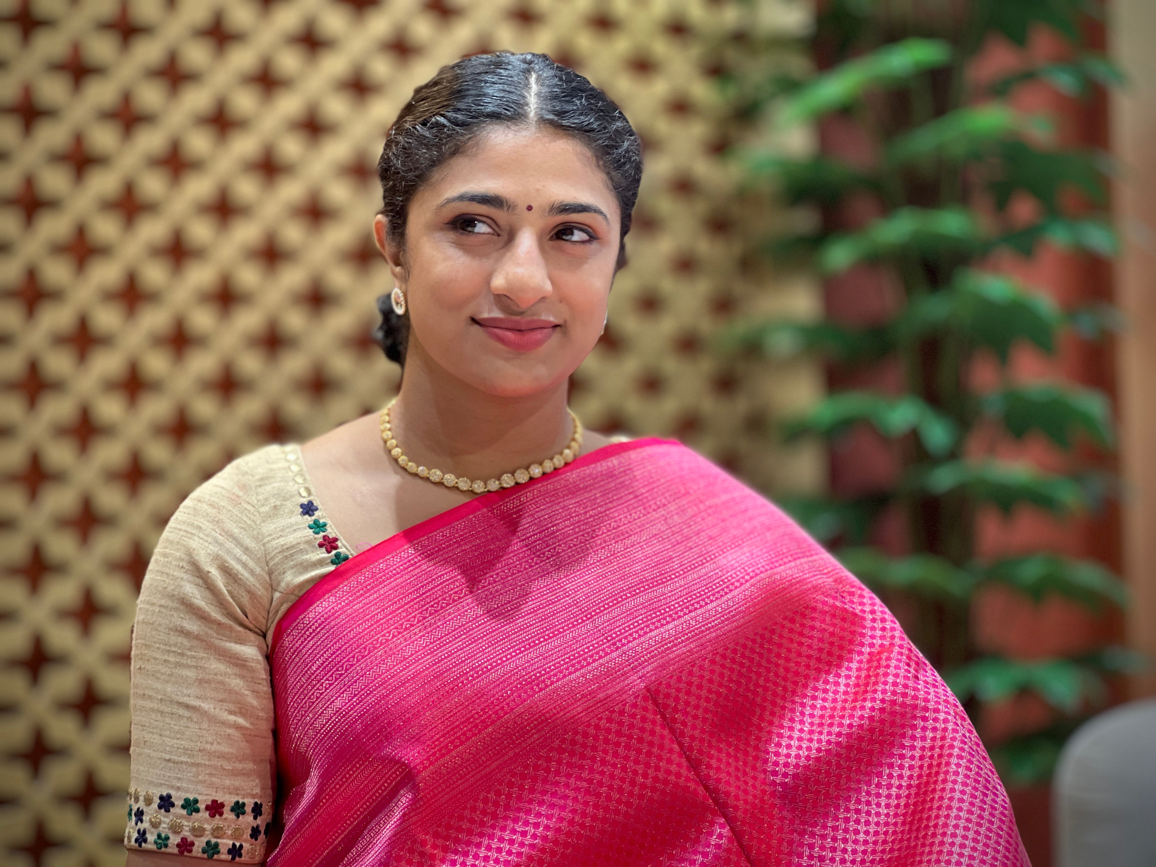 Geometric Patterned Handloom Kanchipuram Saree | SME194