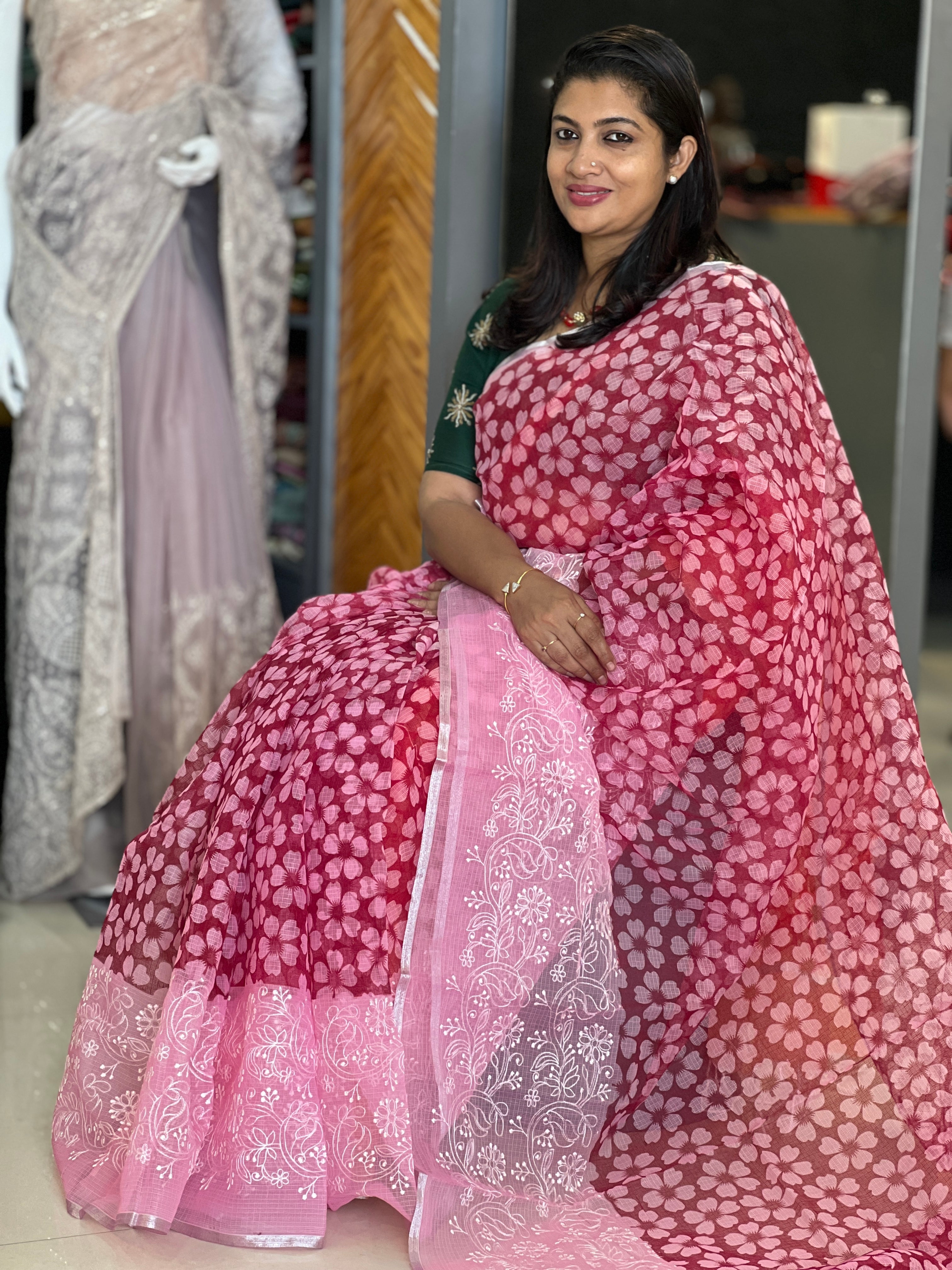 Floral Screen Print Design Kota Saree | RK284