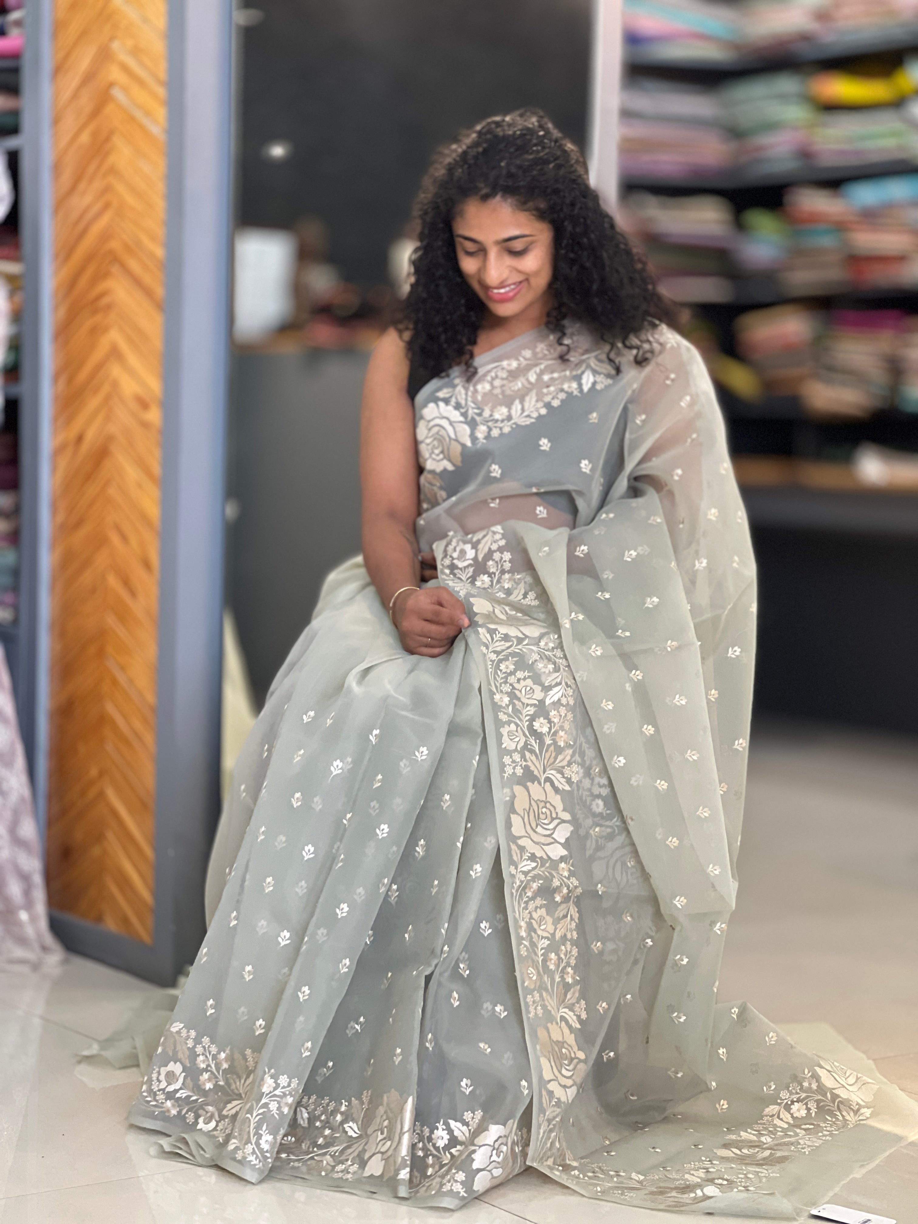 Computerized Embroidery Organza Saree | BLD140