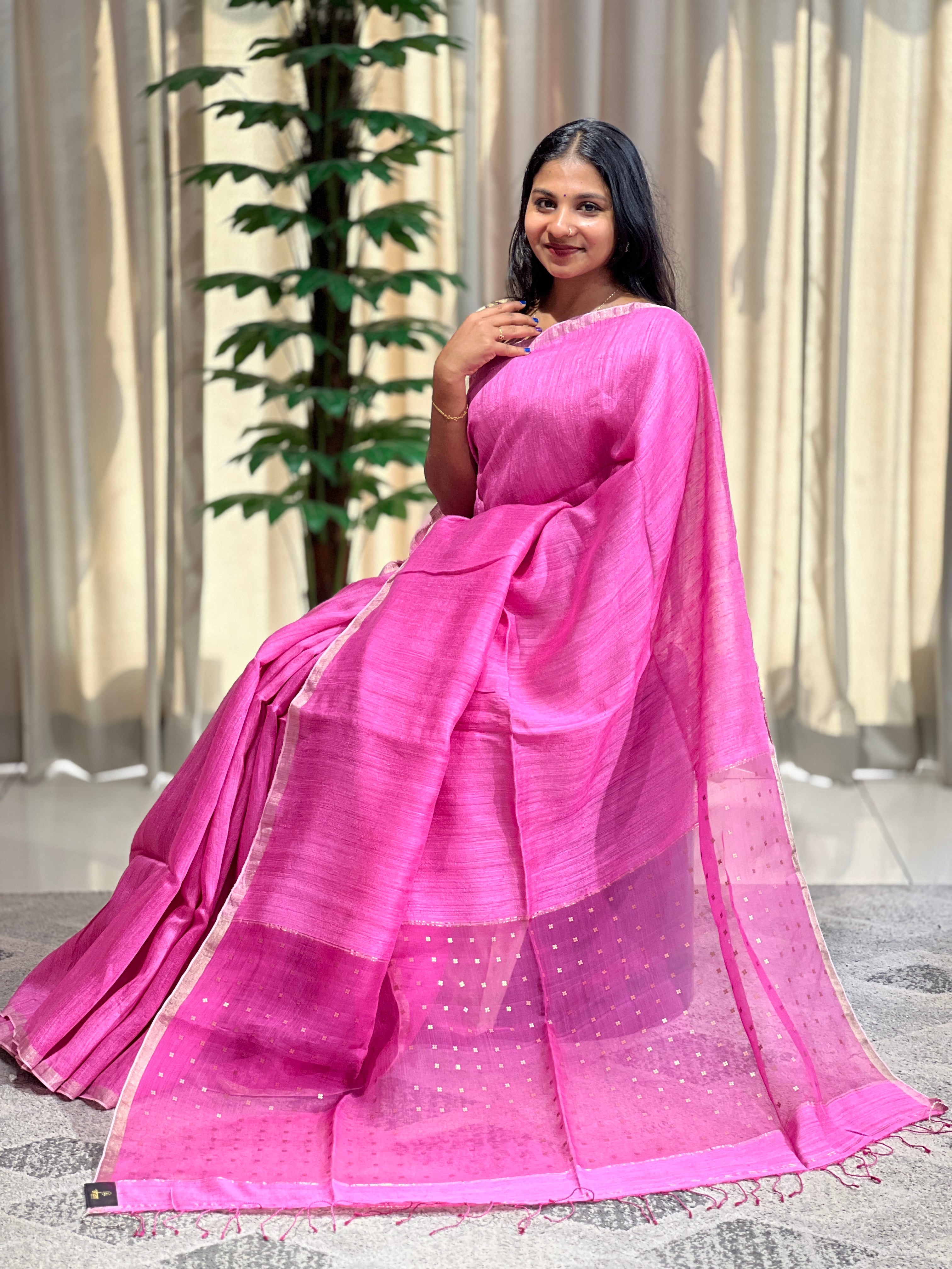 Sequence Weaved Geecha-Matka Tussar Saree | RGD672