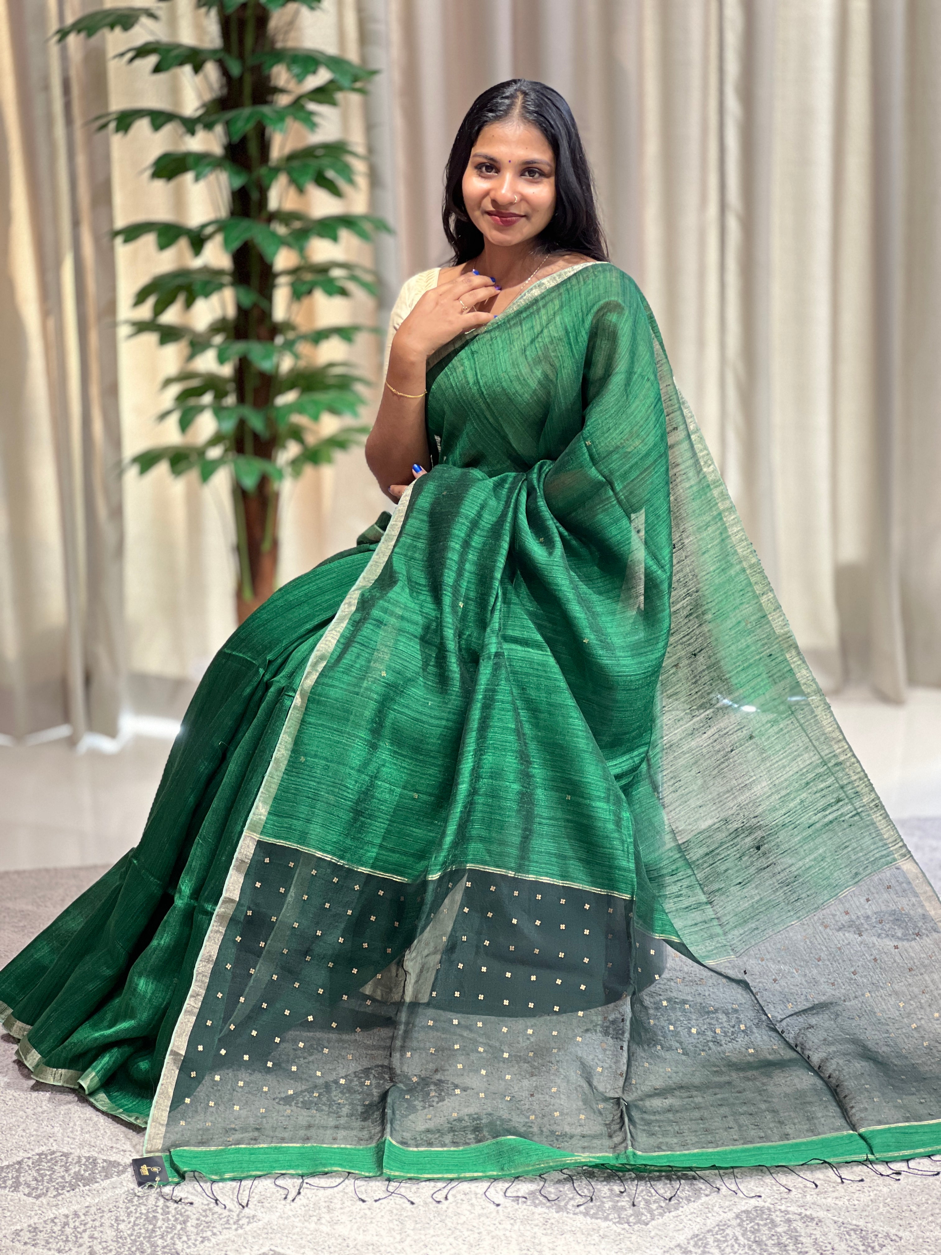 Sequence Weaved Geecha-Matka Tussar Saree | RGD673