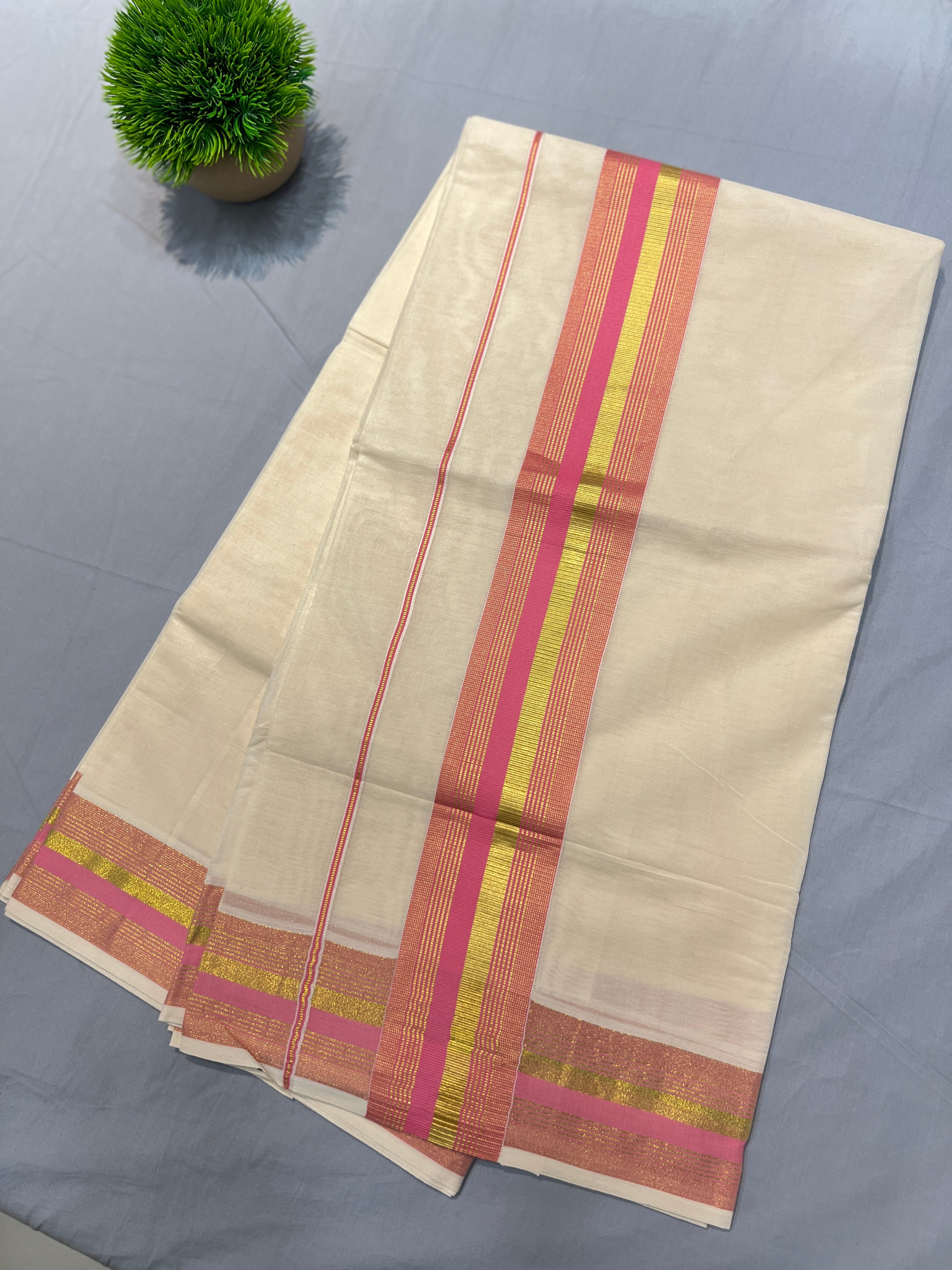 Kara Detailed Kerala Cotton Saree | KL359