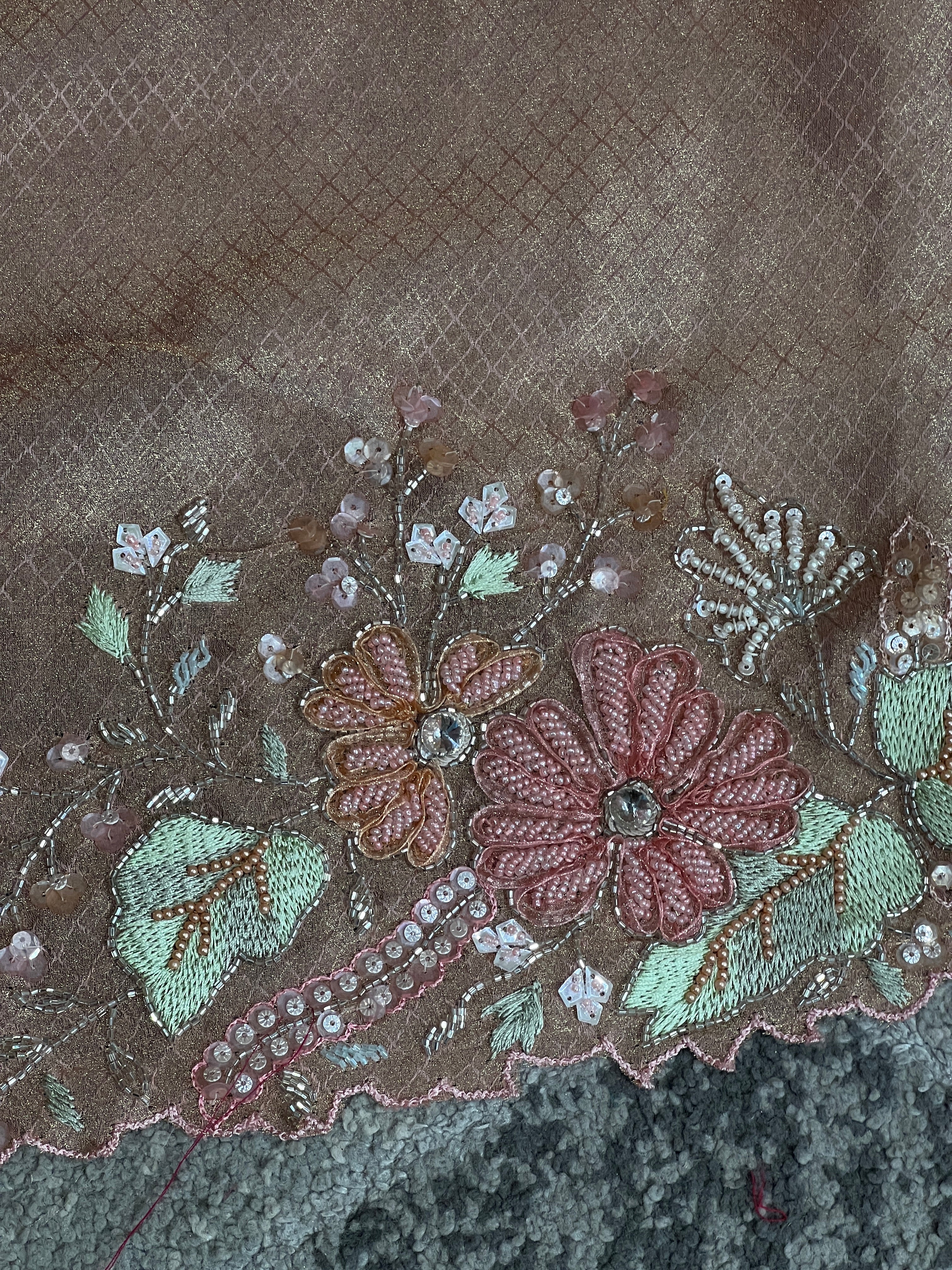 Hand Embroidery With Beads Worked Shimmer Georgette Saree | ZAH118