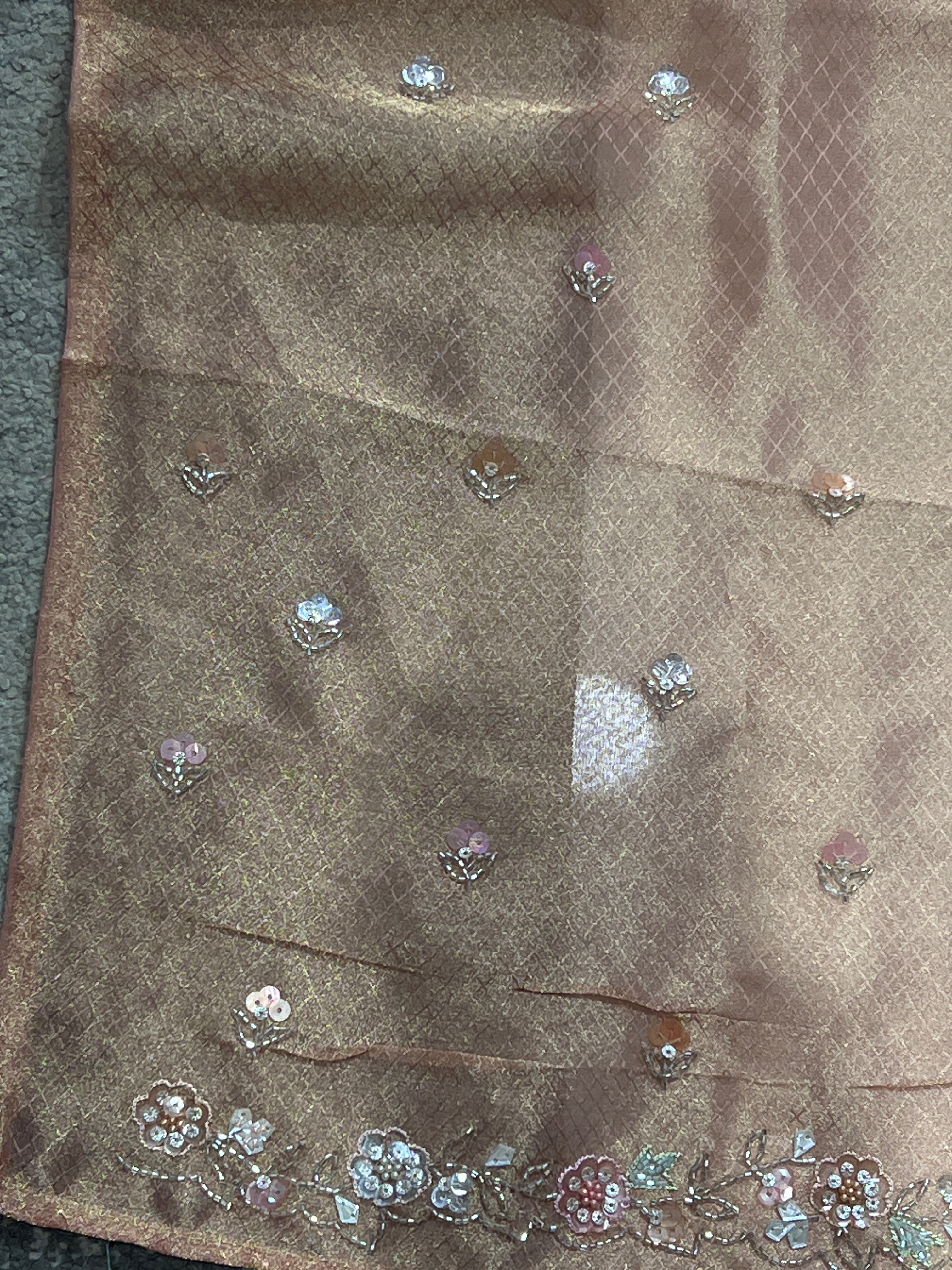 Hand Embroidery With Beads Worked Shimmer Georgette Saree | ZAH118