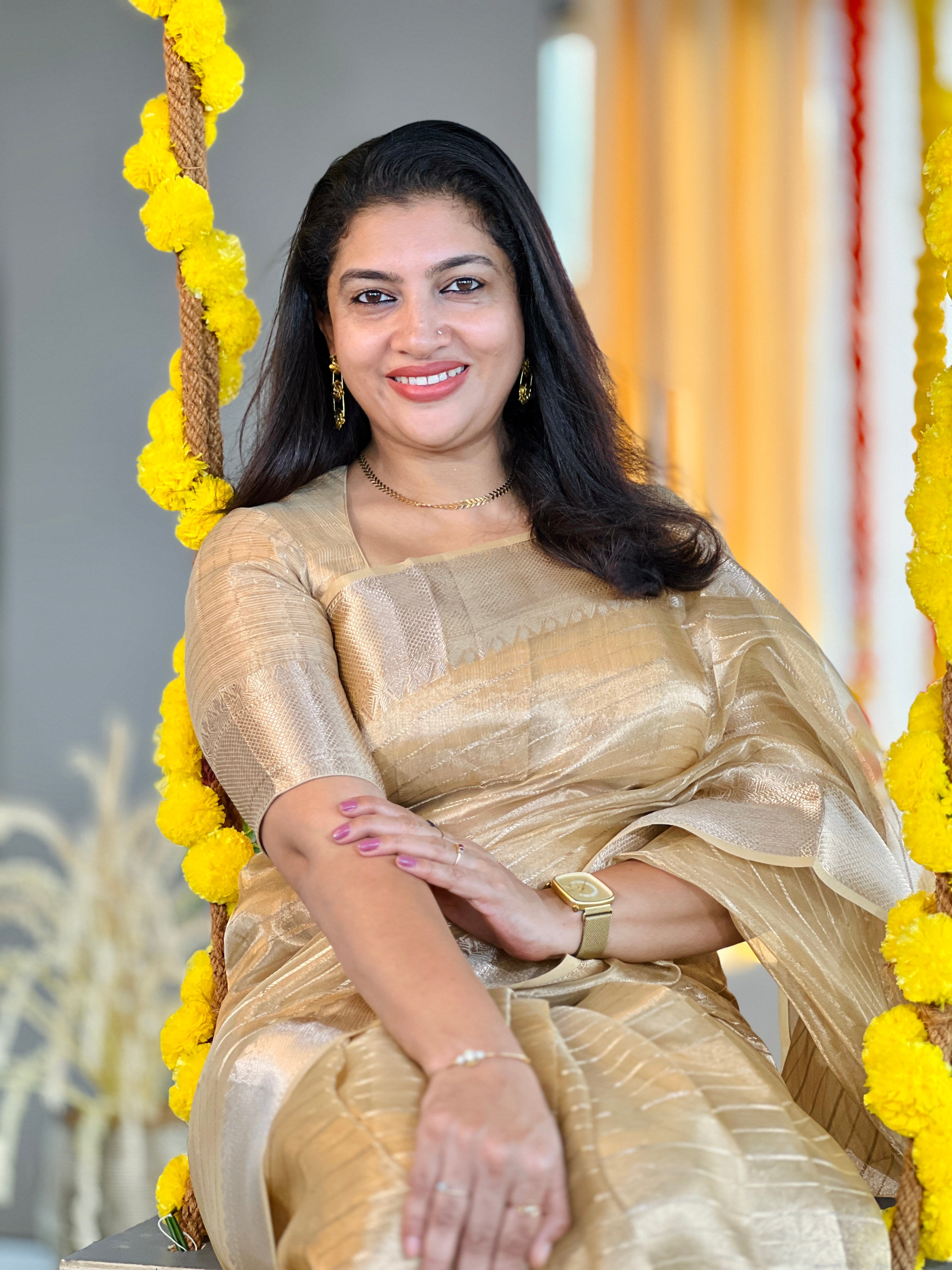 Line Weaved Viscose Tissue Organza Saree | NN118
