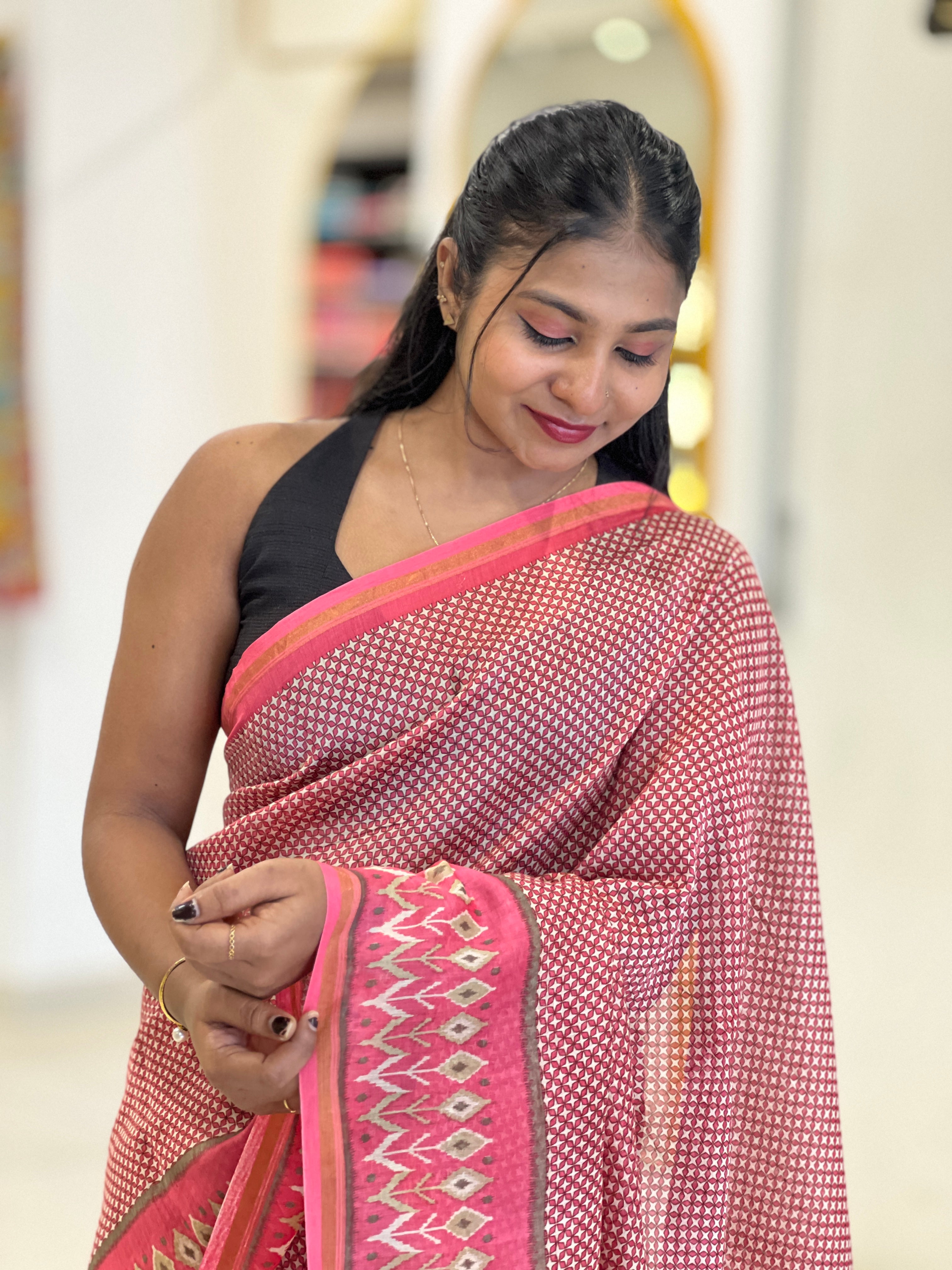 Screen Printed Chanderi Saree | RGD186