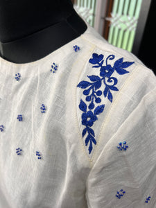 Floral Machine Embroidery Design Unstitched Linen Salwar Set | NHH169
