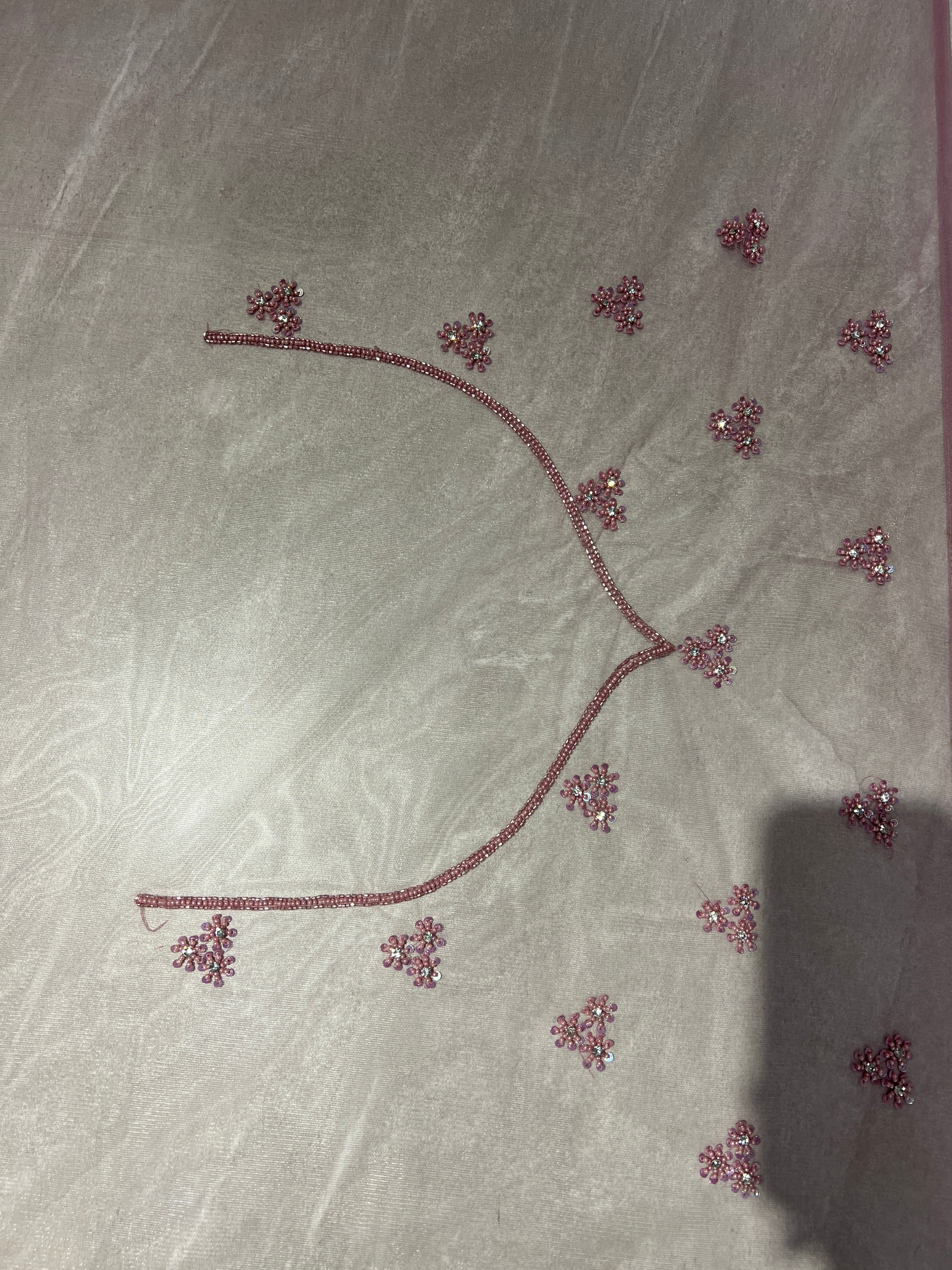 Beads Work Embroidered Net Saree | SBP1017