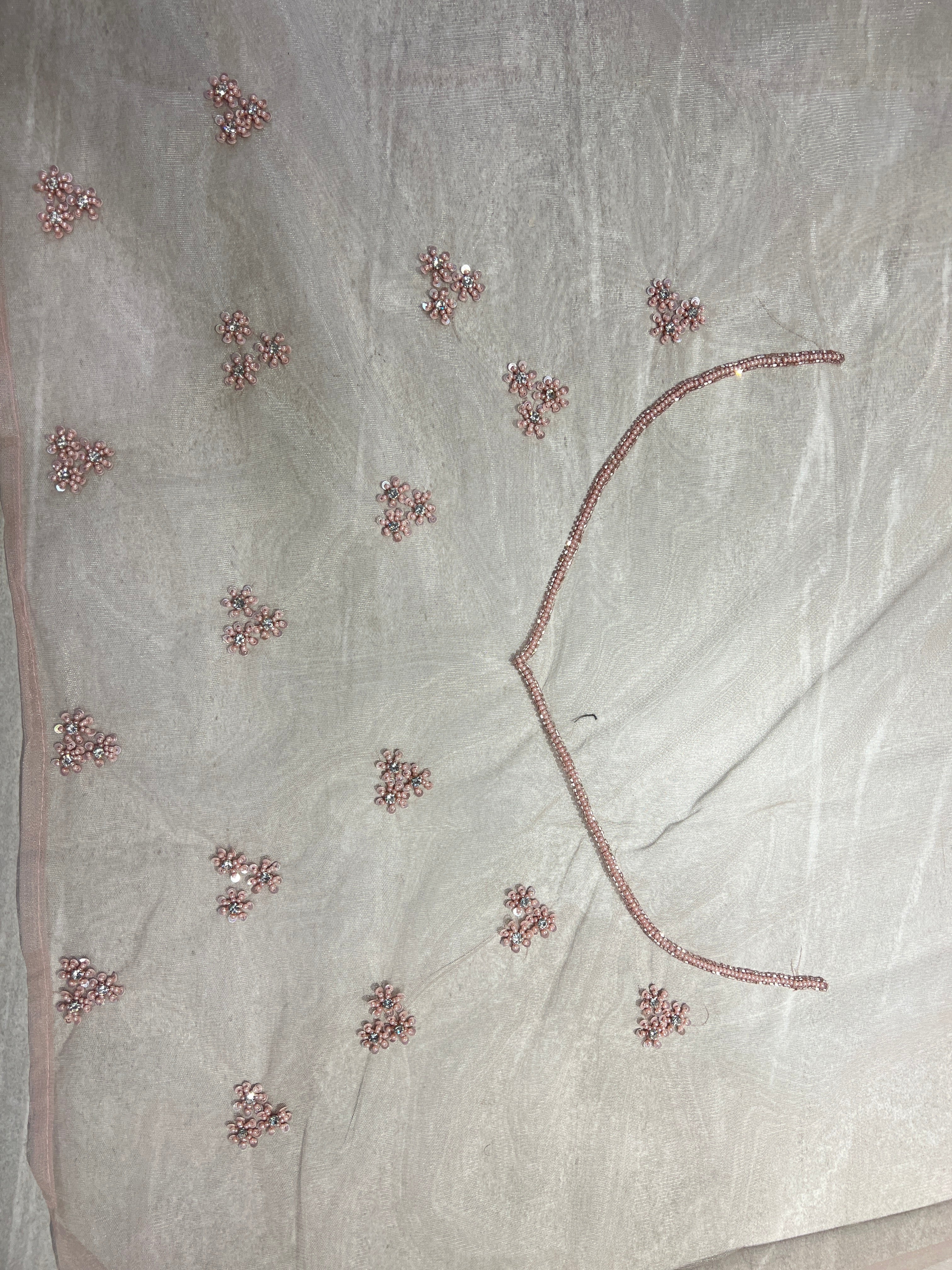 Beads Work Embroidered Net Saree | SBP1018