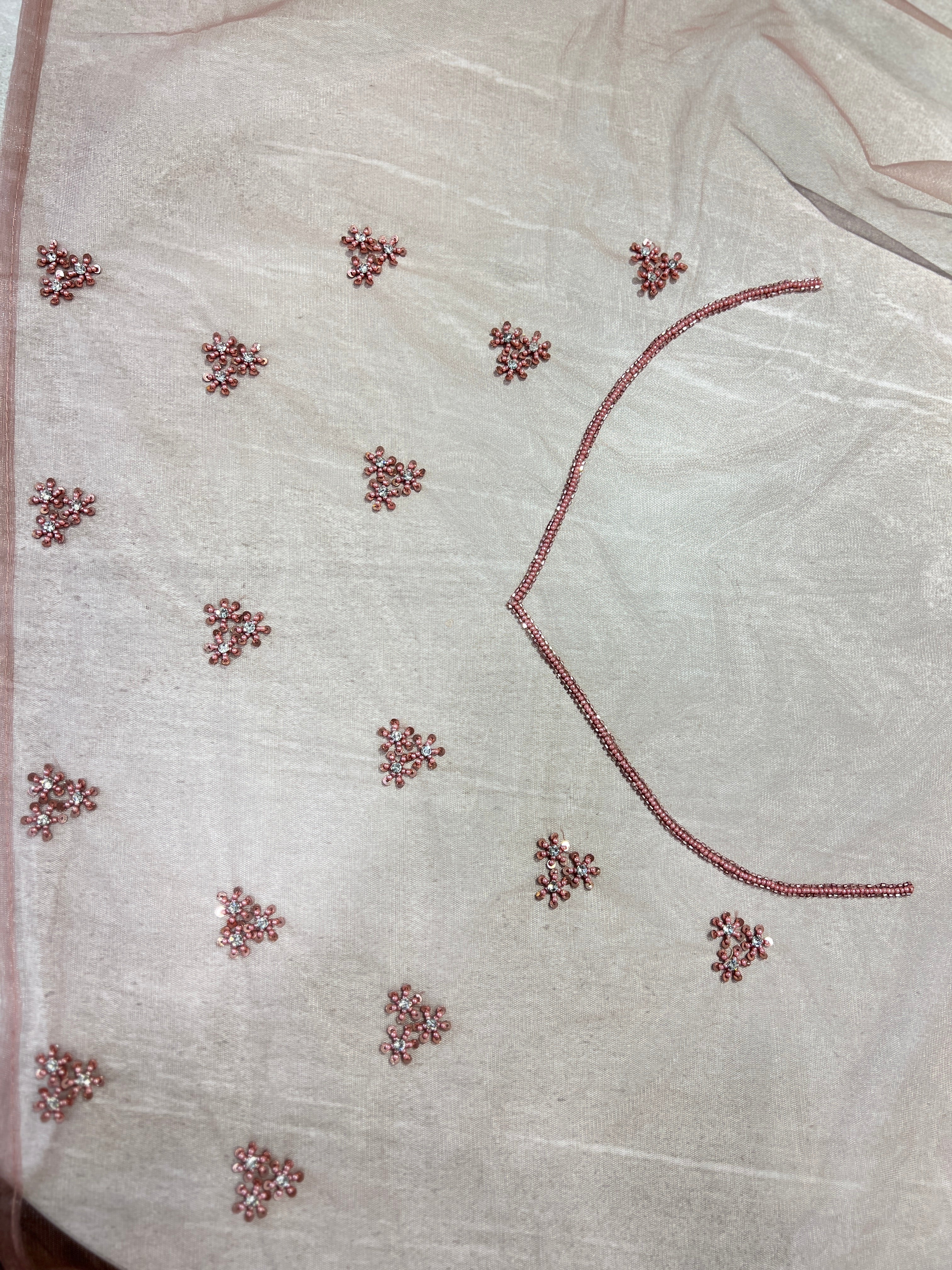 Beads Work Embroidered Net Saree | SBP1016