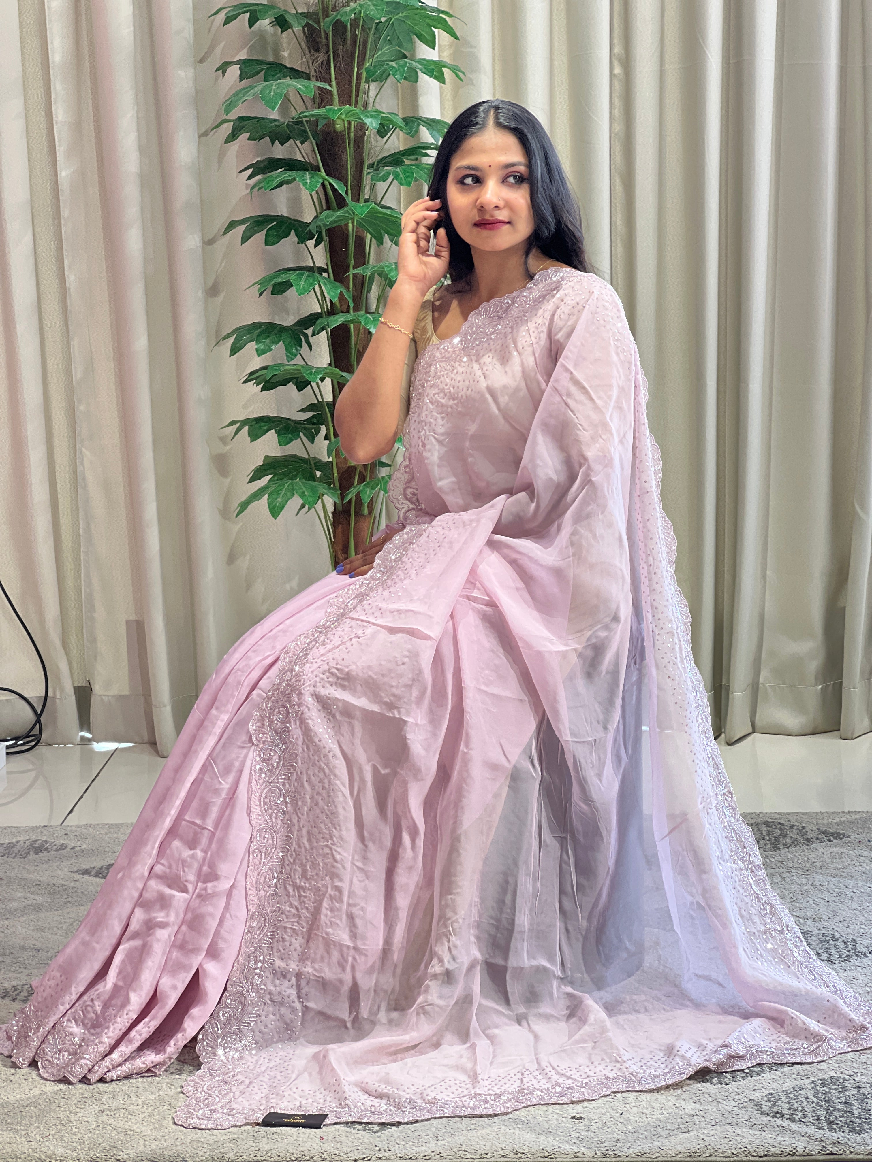 Hand Embroidery Pure Organza Saree | SBP981