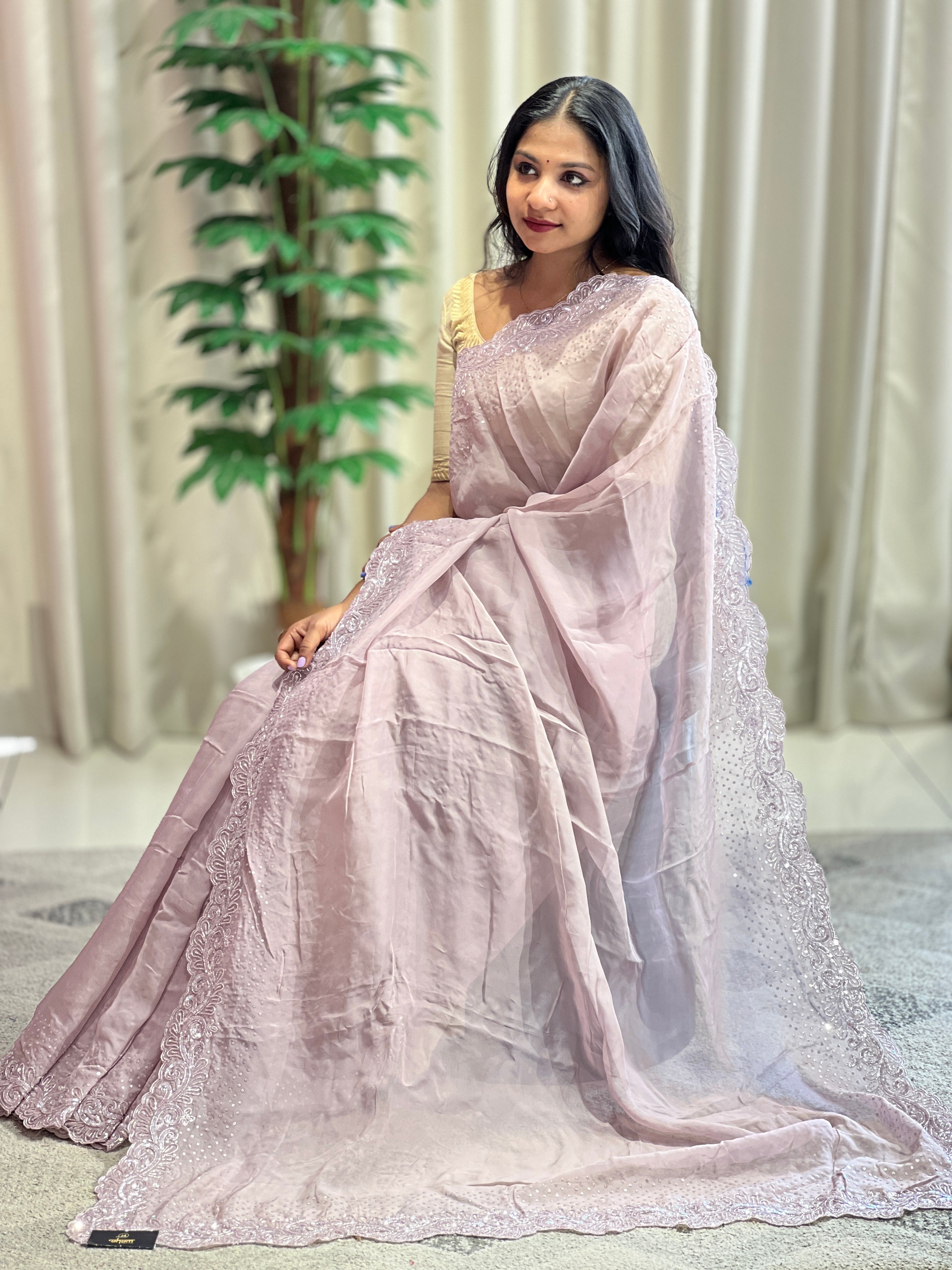 Hand Embroidery Pure Organza Saree | SBP980