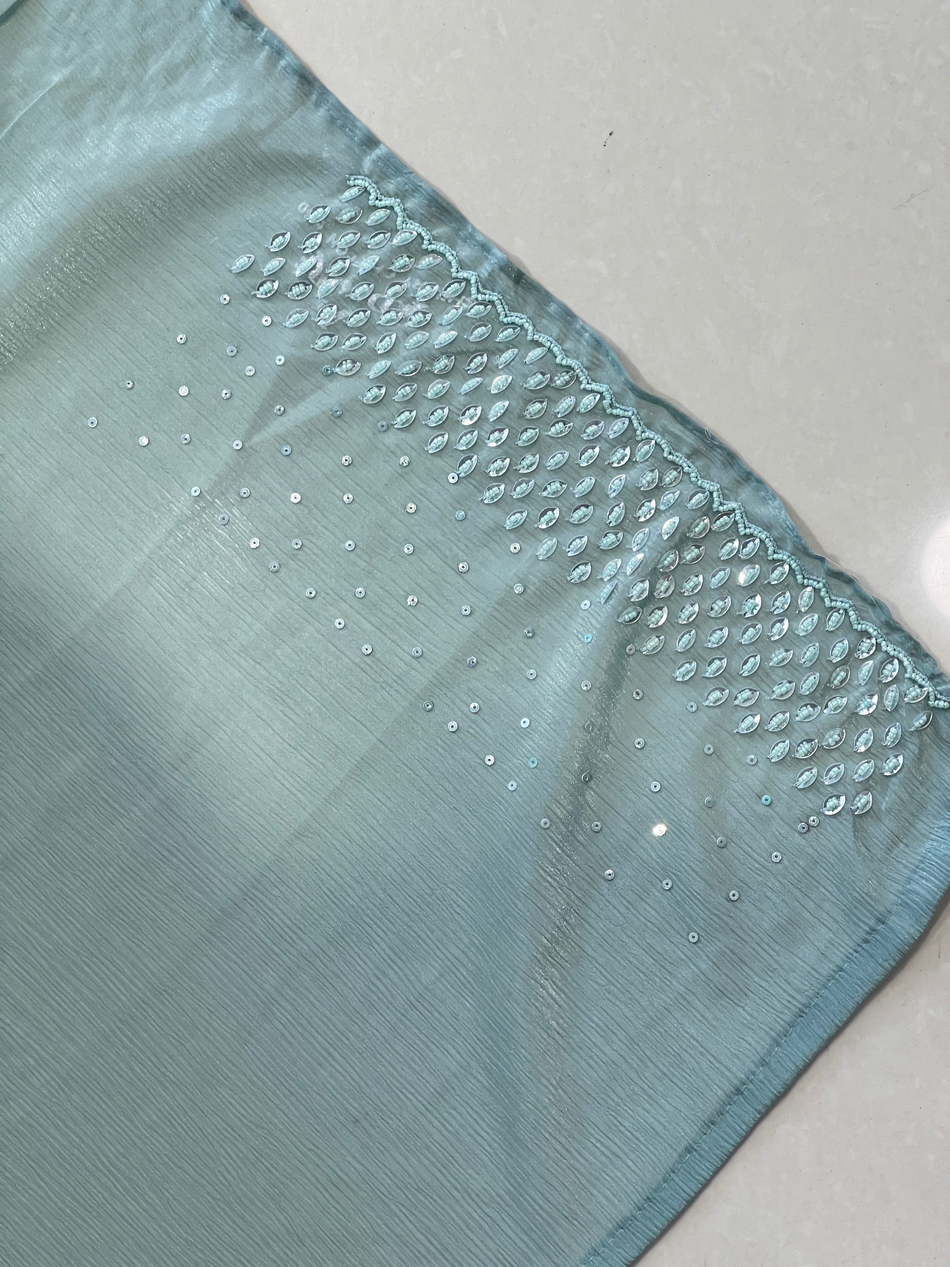 Sequence & Beads Detailed Chiffon Saree | SBP984