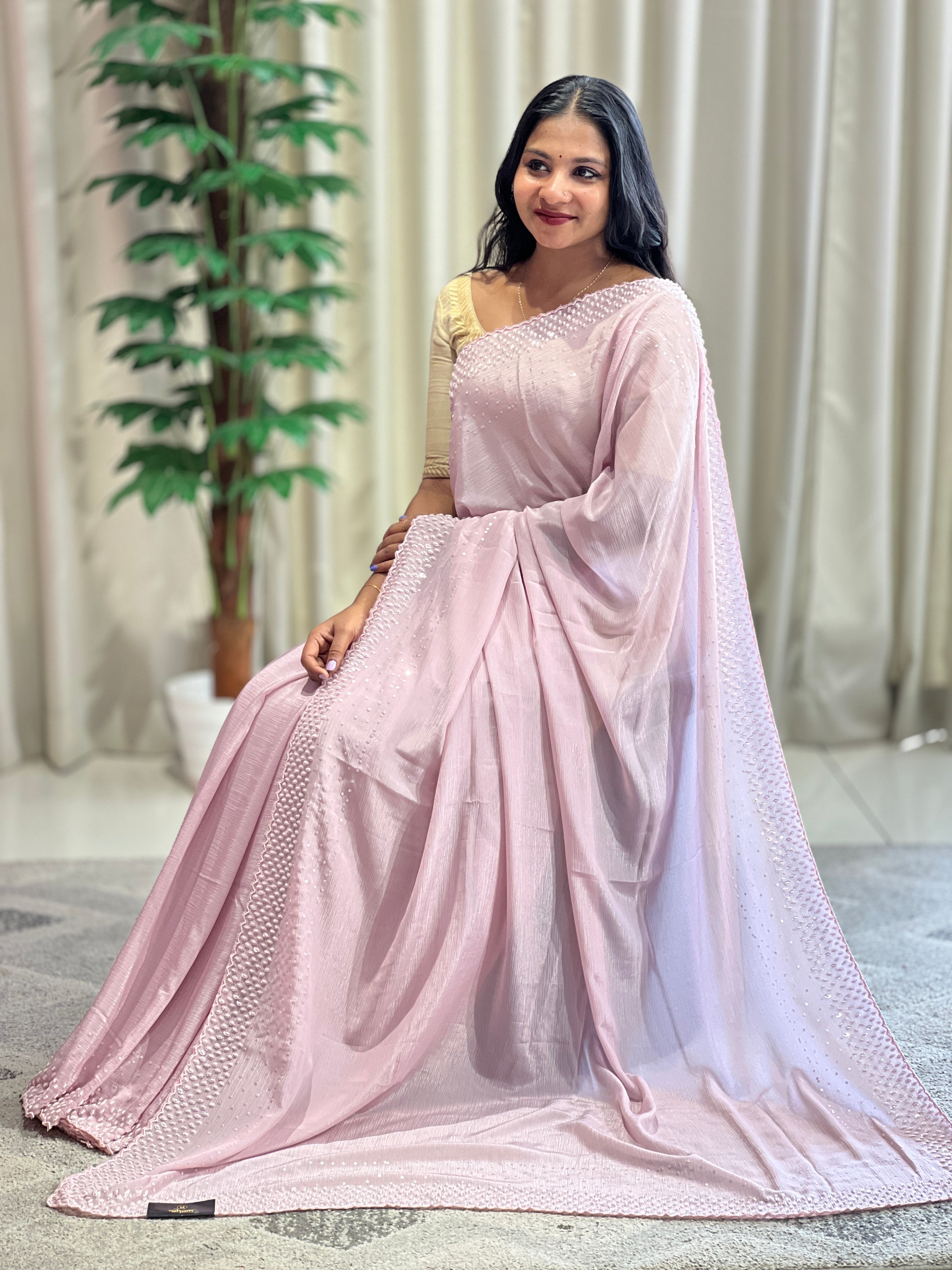 Sequence & Beads Detailed Chiffon Saree | SBP983