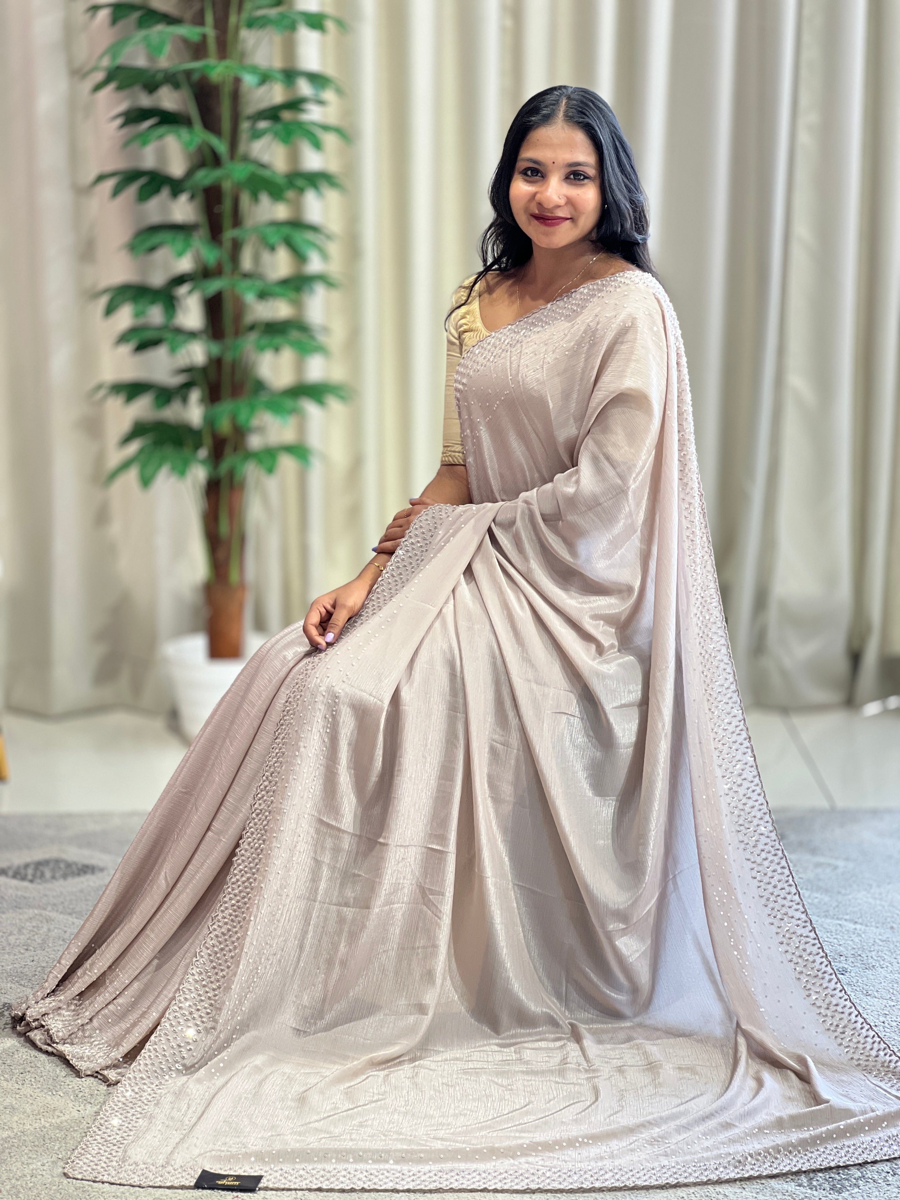 Sequence & Beads Detailed Chiffon Saree | SBP985