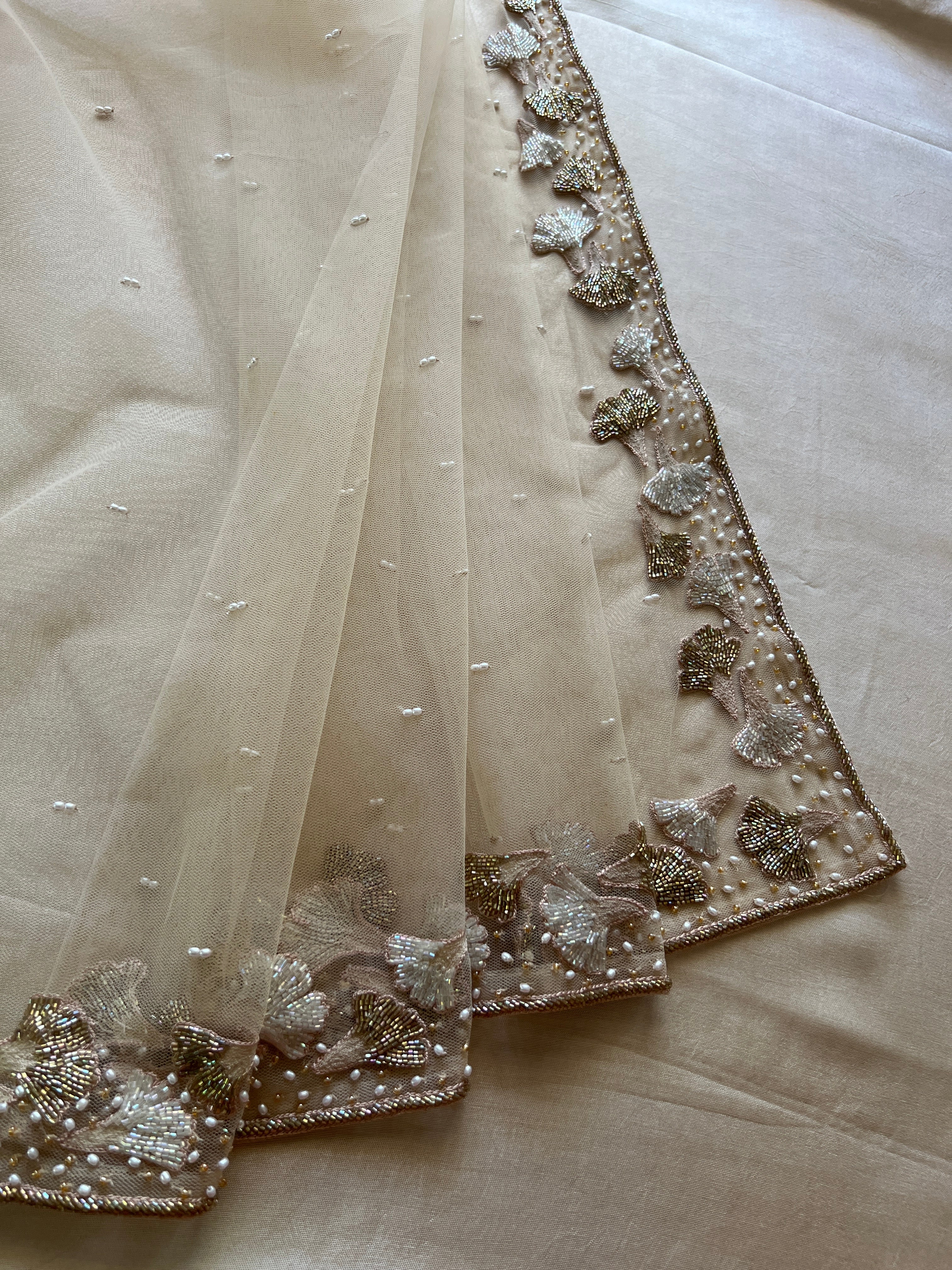 Beads Work Embroidery Net Saree | DSA105