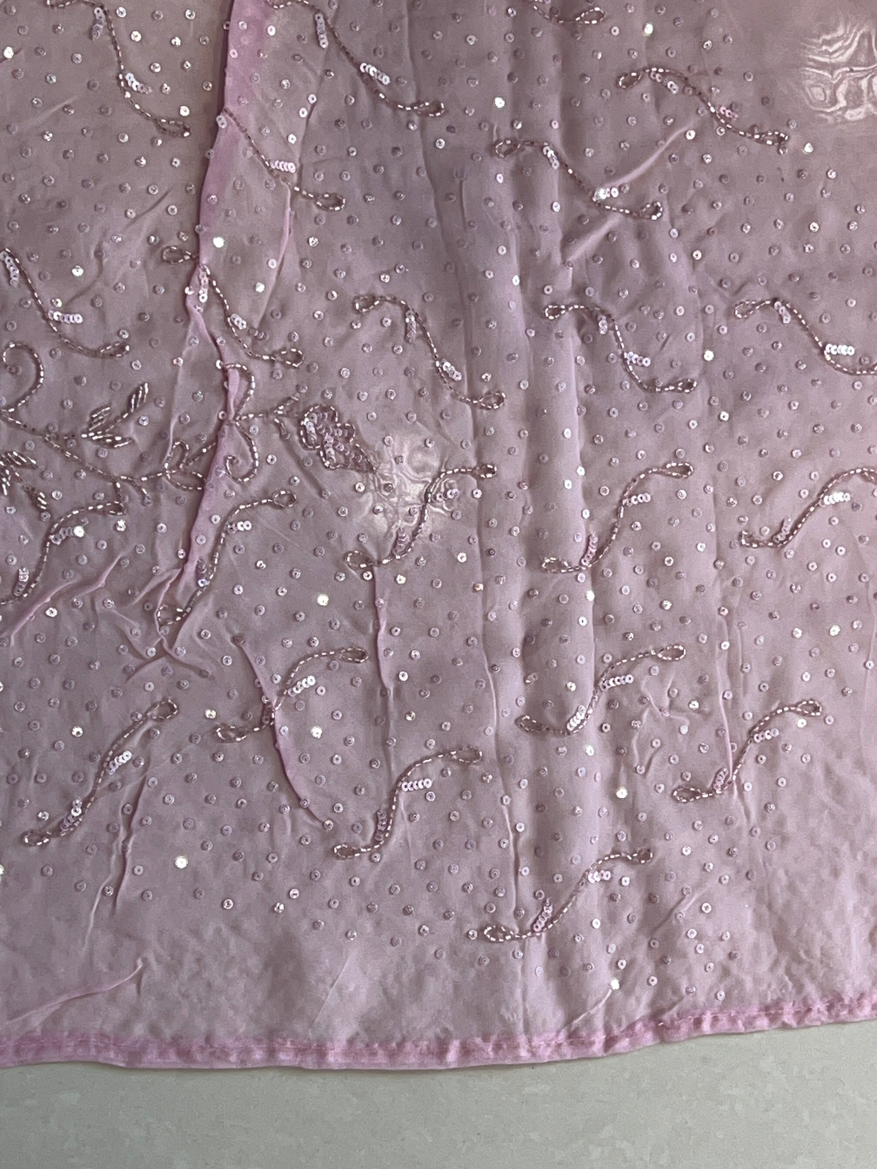 Sequence & Cut Beads Embroidered Organza Saree | SBP970