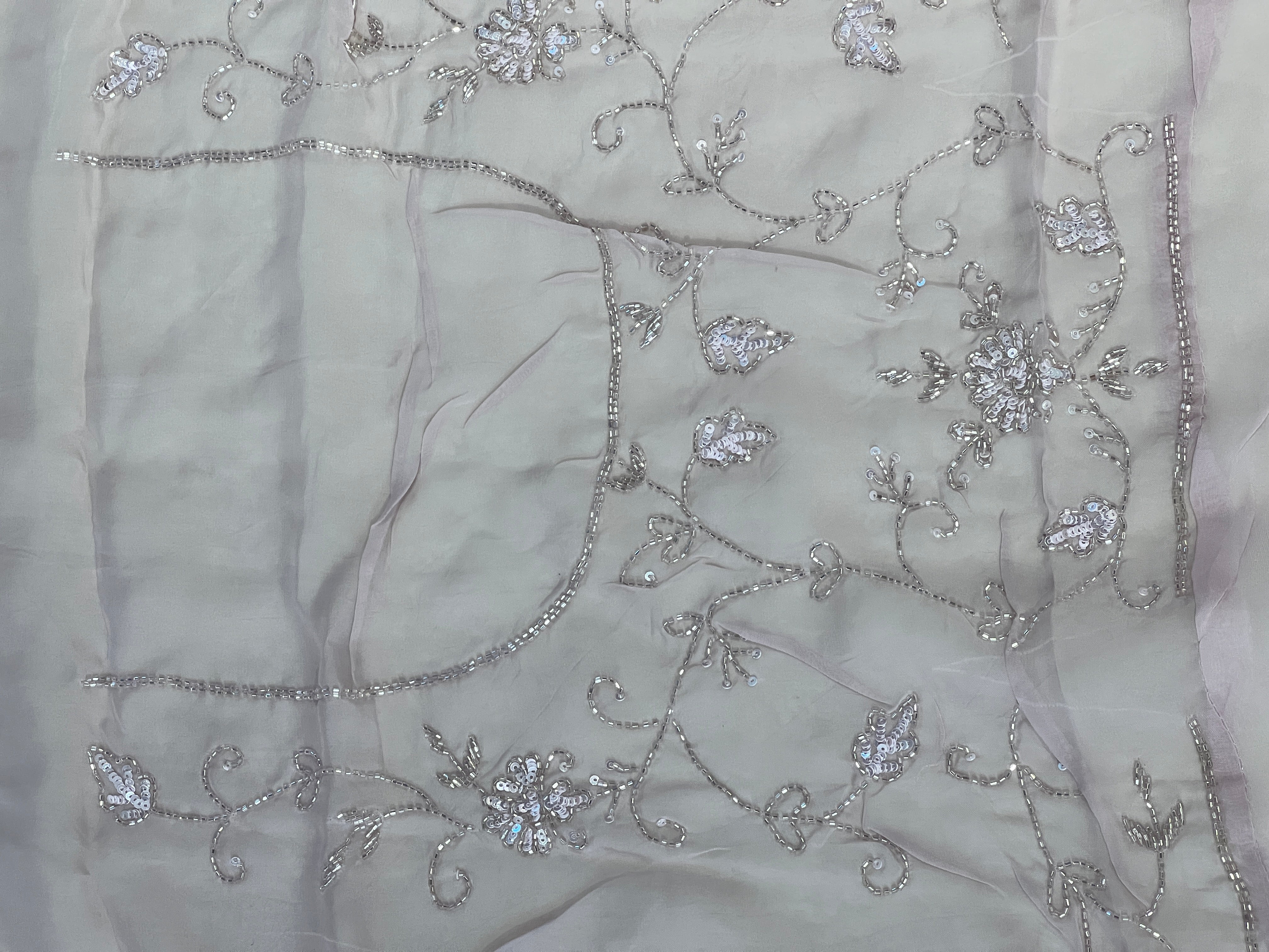 Sequence & Cut Beads Embroidered Organza Saree  | SBP973