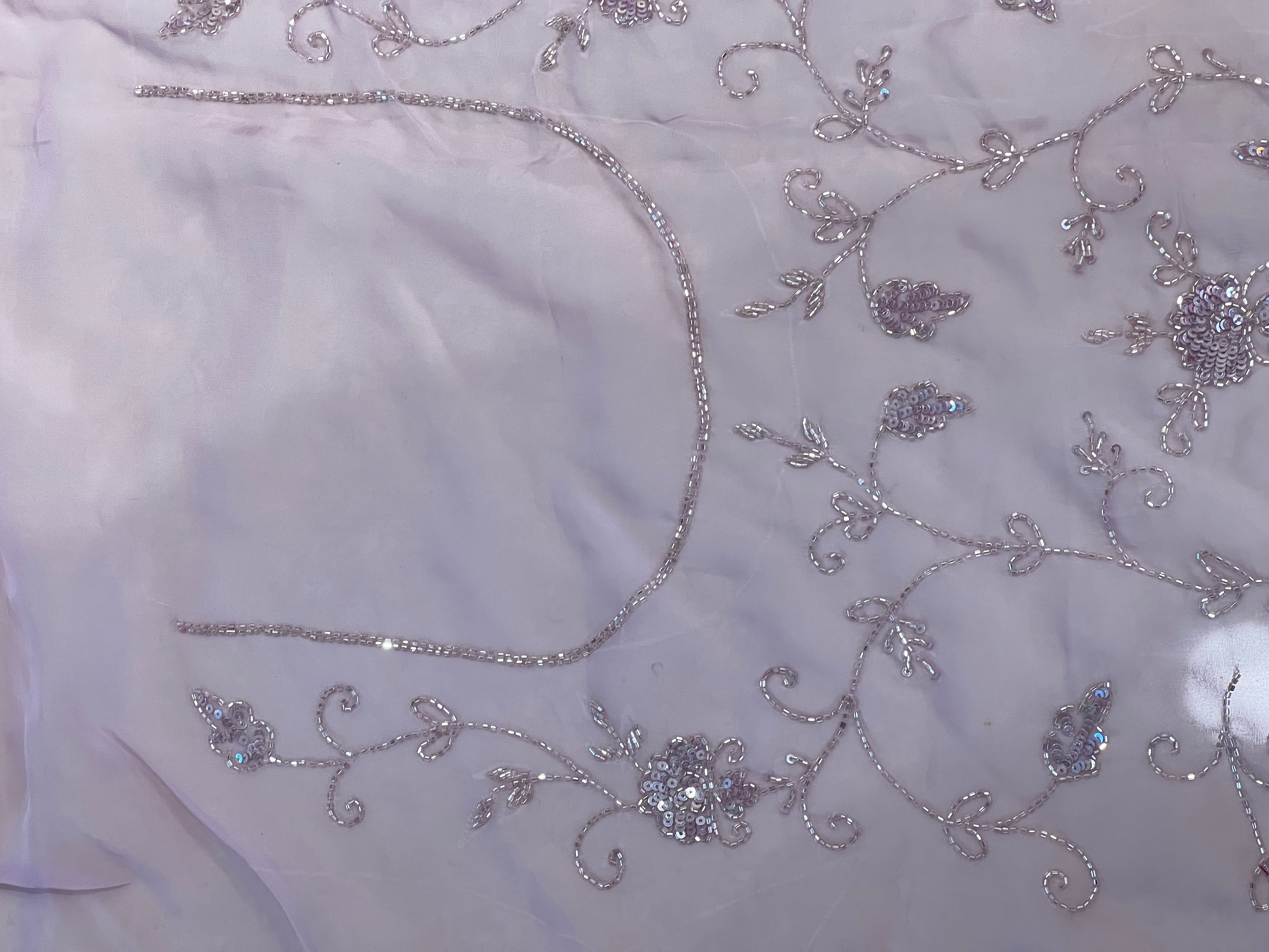 Sequence & Cut Beads Embroidered Organza Saree  | SBP971