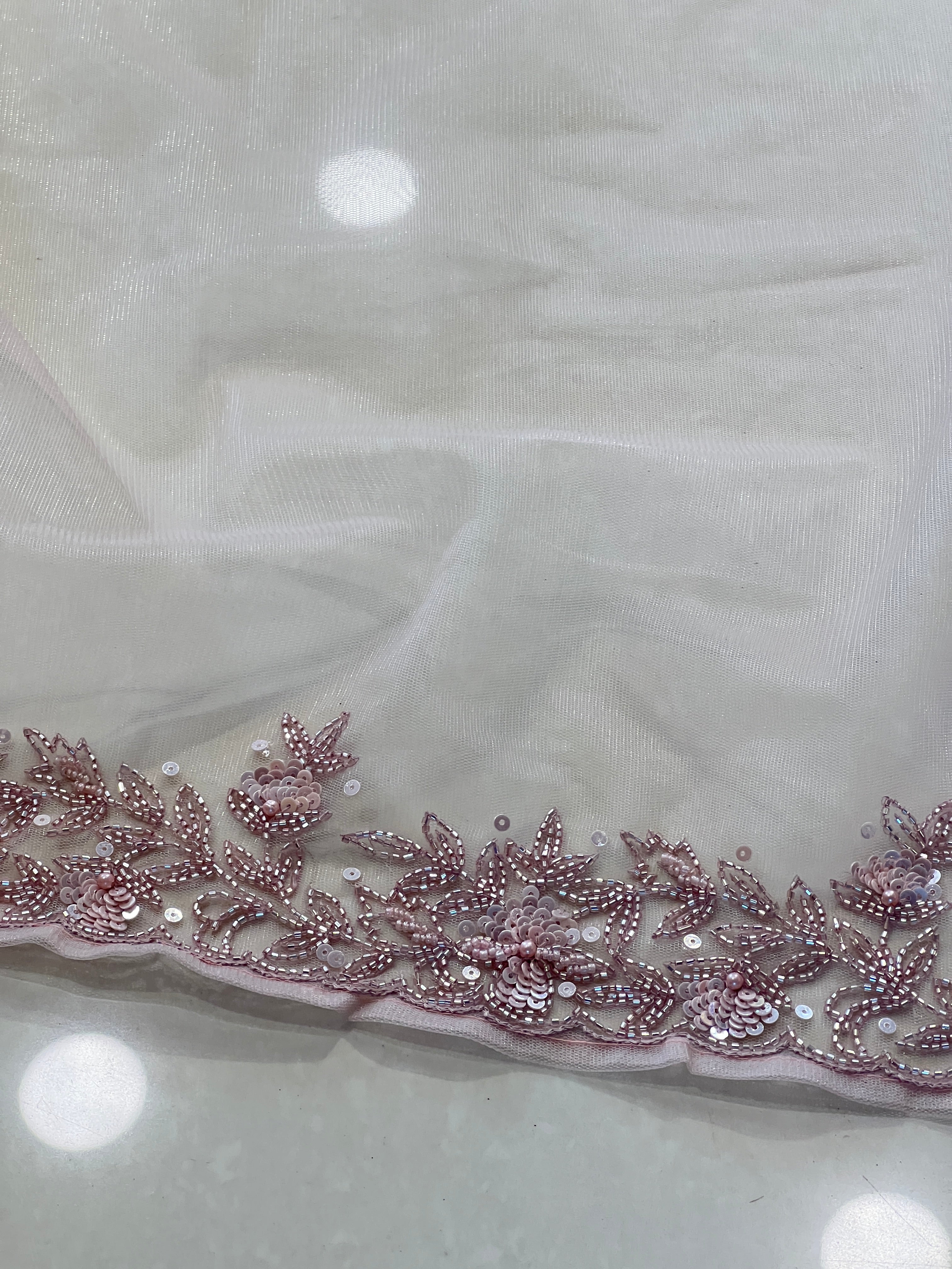 Sequence & Beads Embroidered Net Saree | SBP966