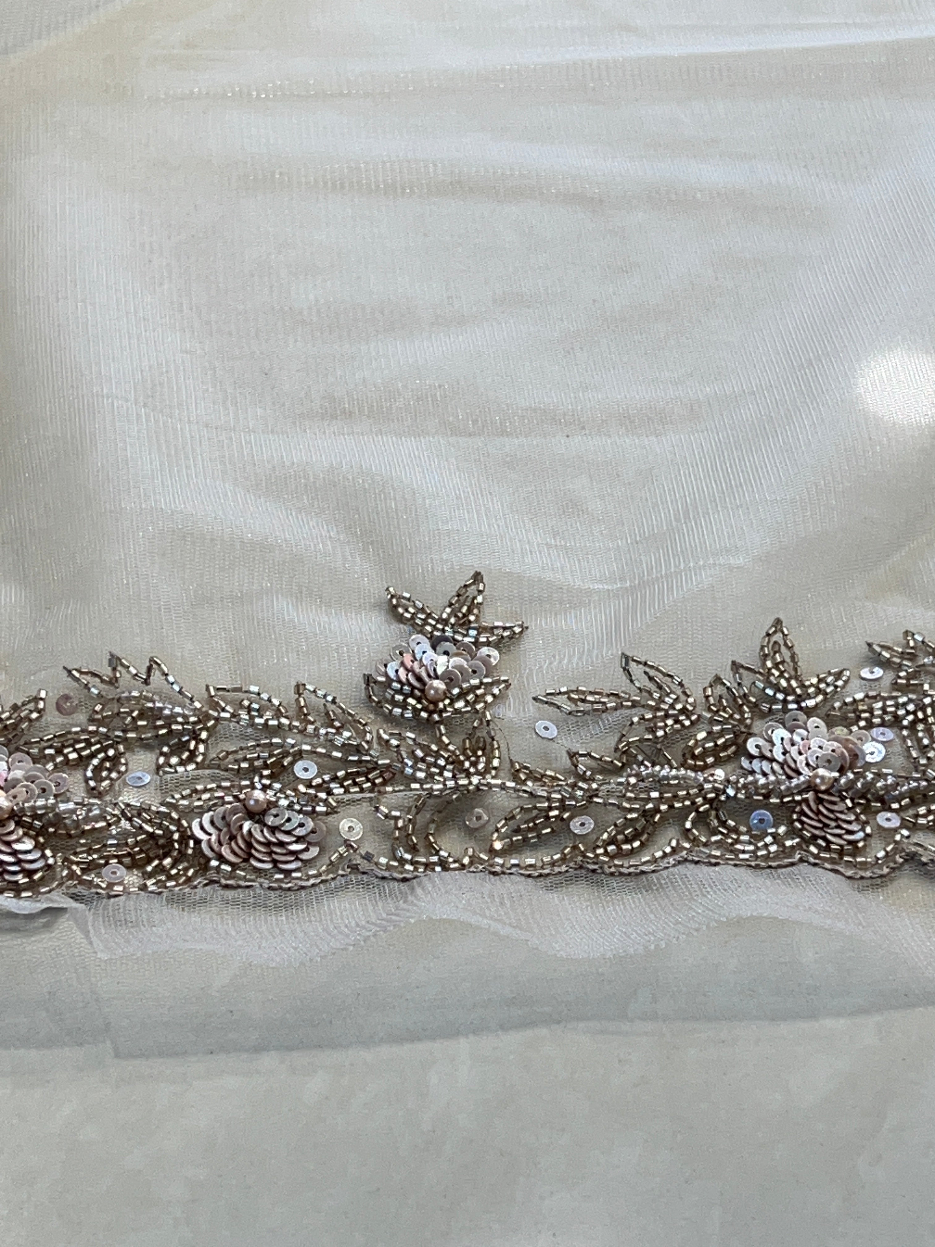 Sequence & Beads Embroidered Net Saree | SBP968