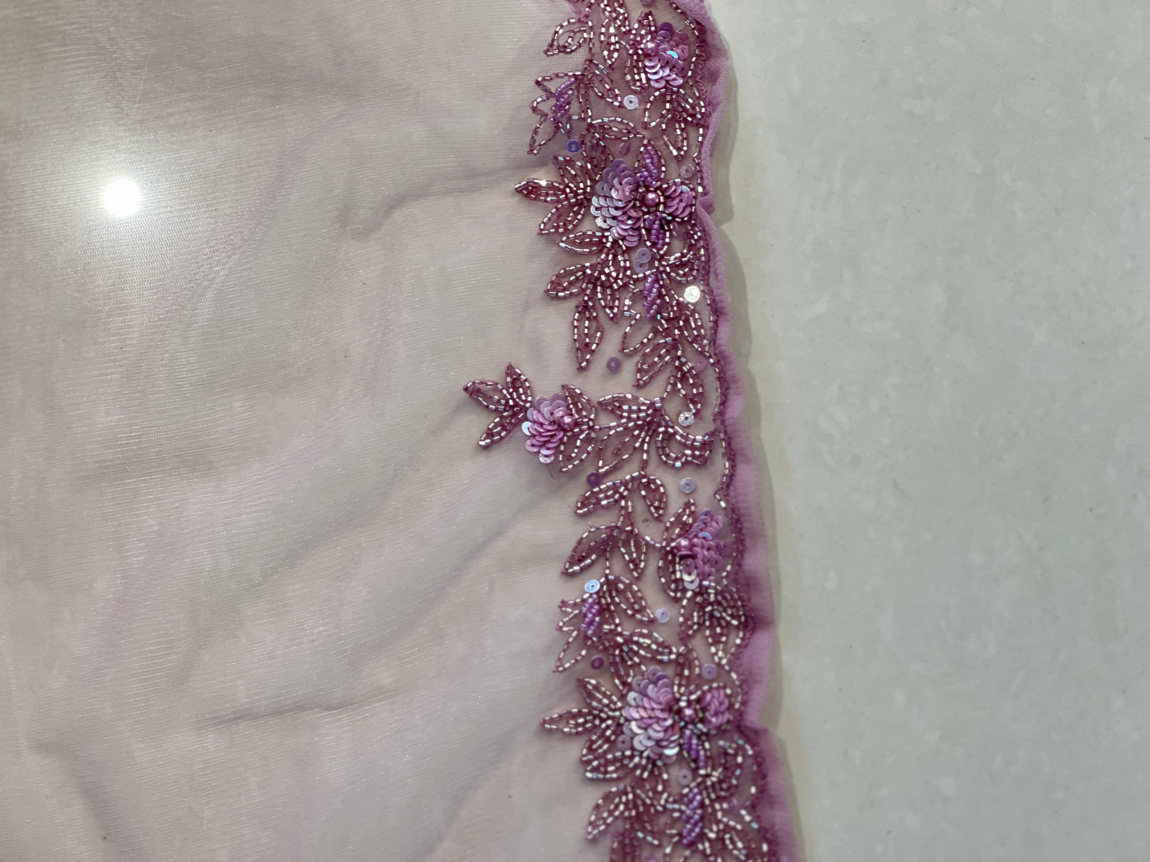 Sequence & Beads Embroidered Net Saree | SBP969