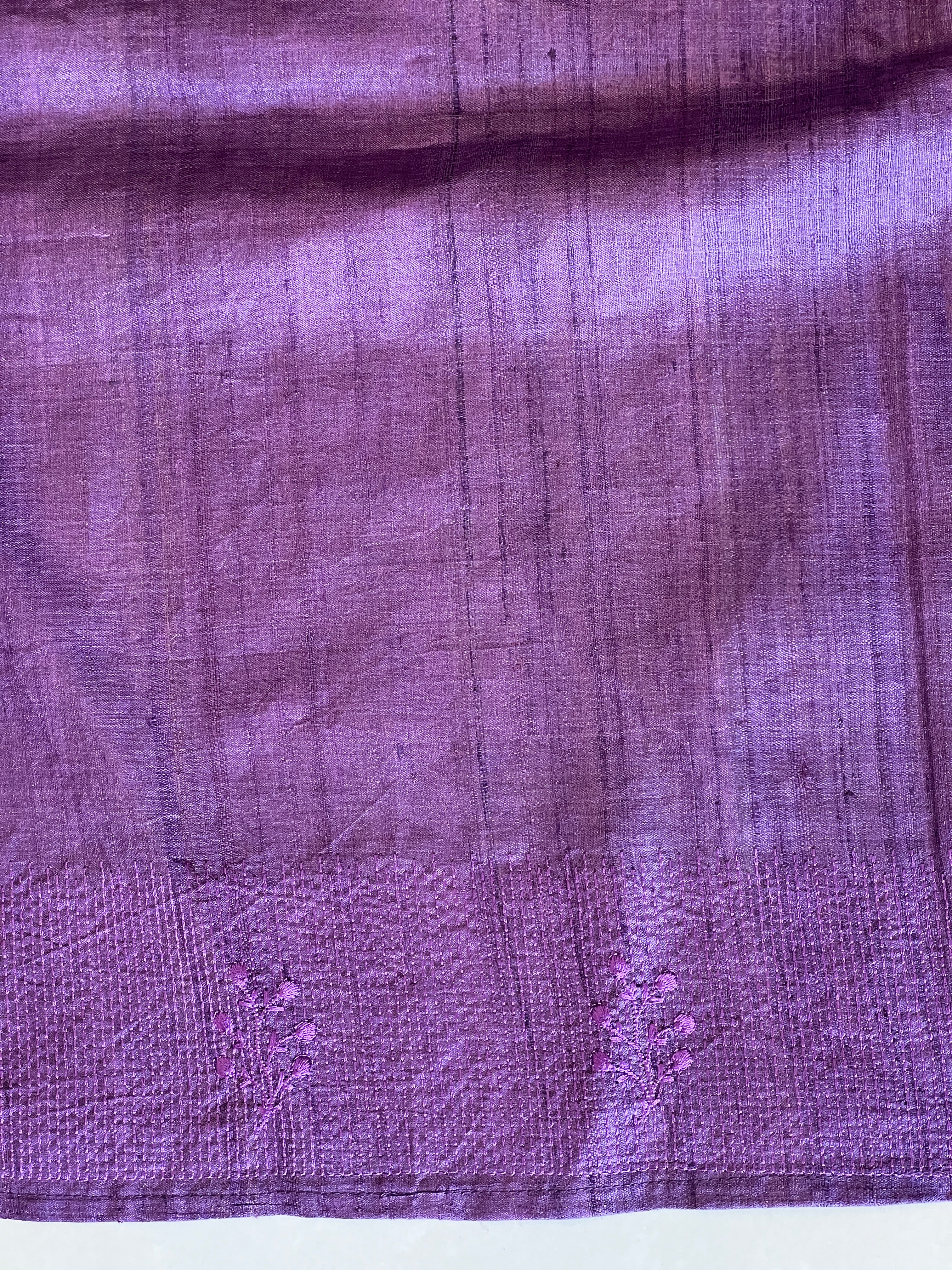 Floral Embroidery Detailed Tussar Saree | SBP656