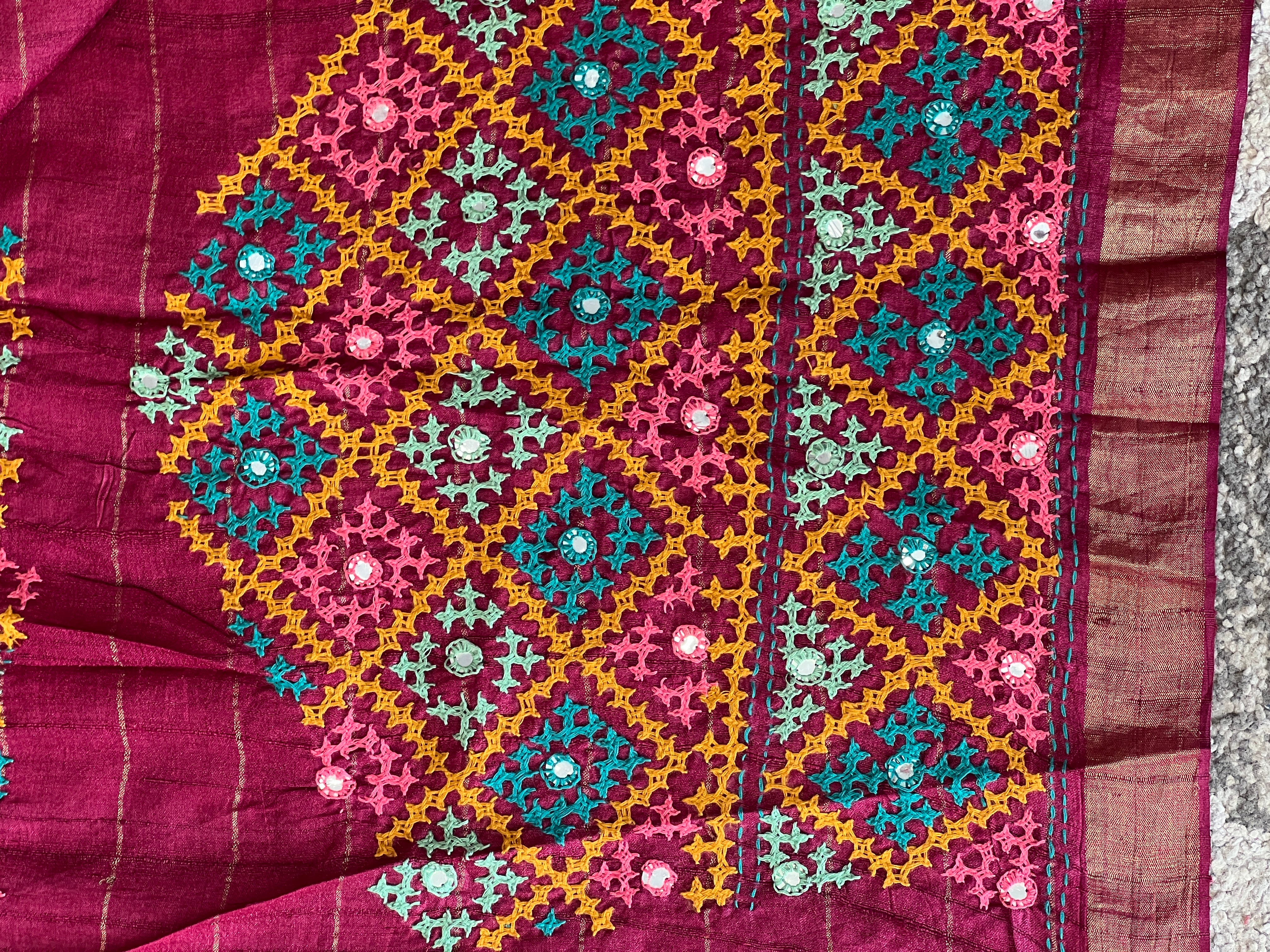 Check Patterned Tussar Saree | SBS1257