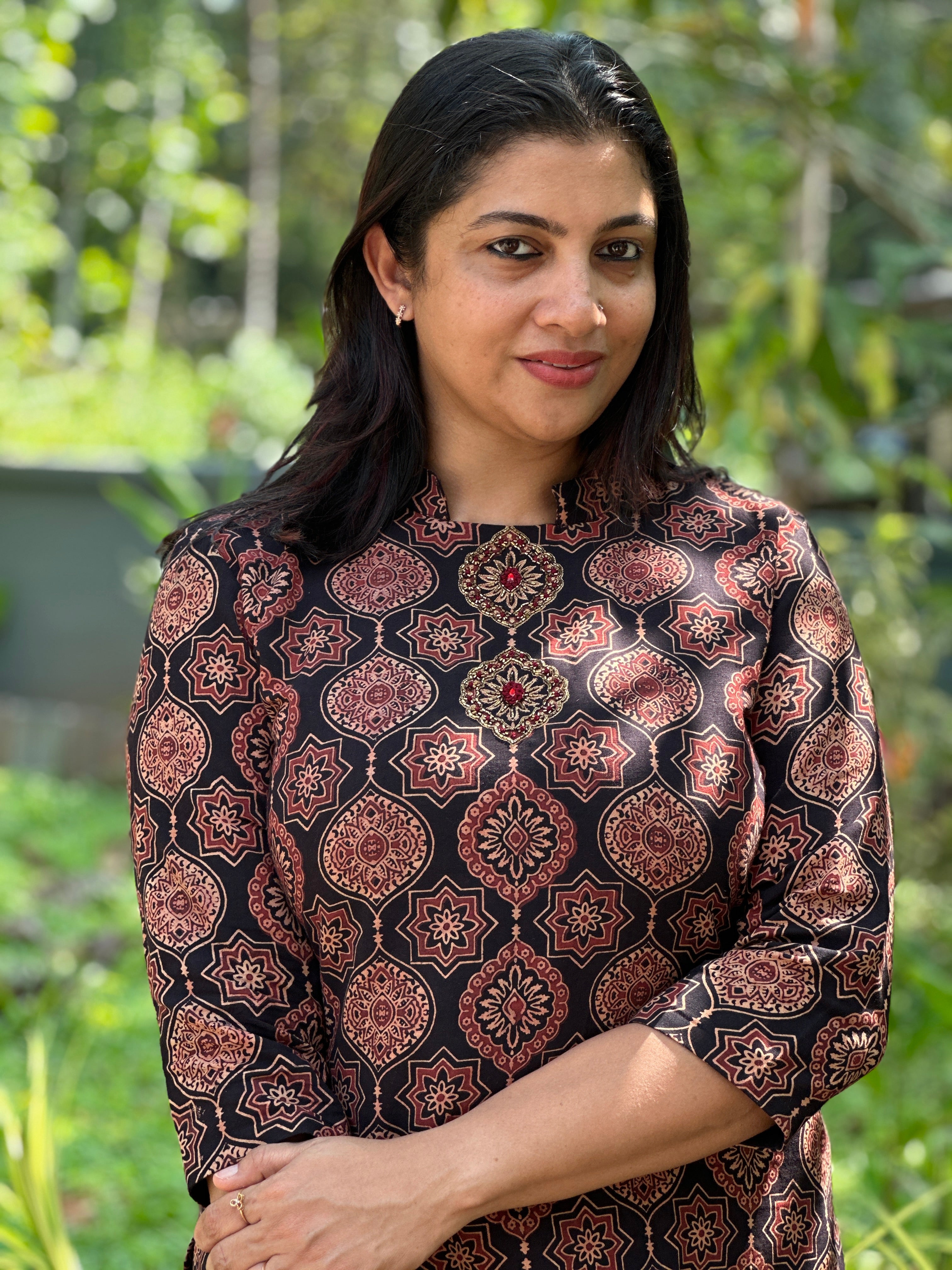 Hand Embroidery Yoke Design Cotton Kurta Material DN714 – Aham