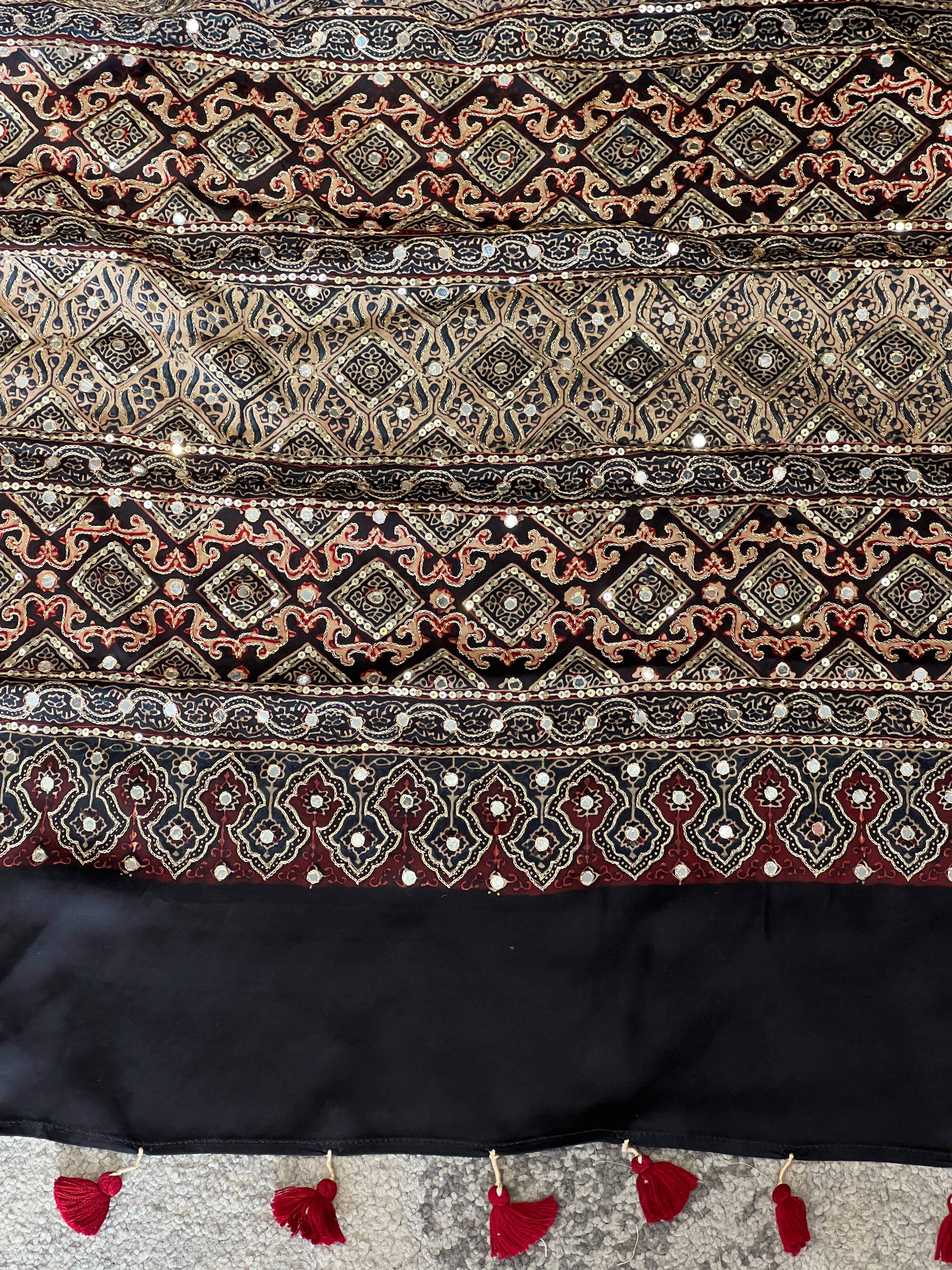 Ajrak Patterned Pure Modal Silk Saree |  KSD241