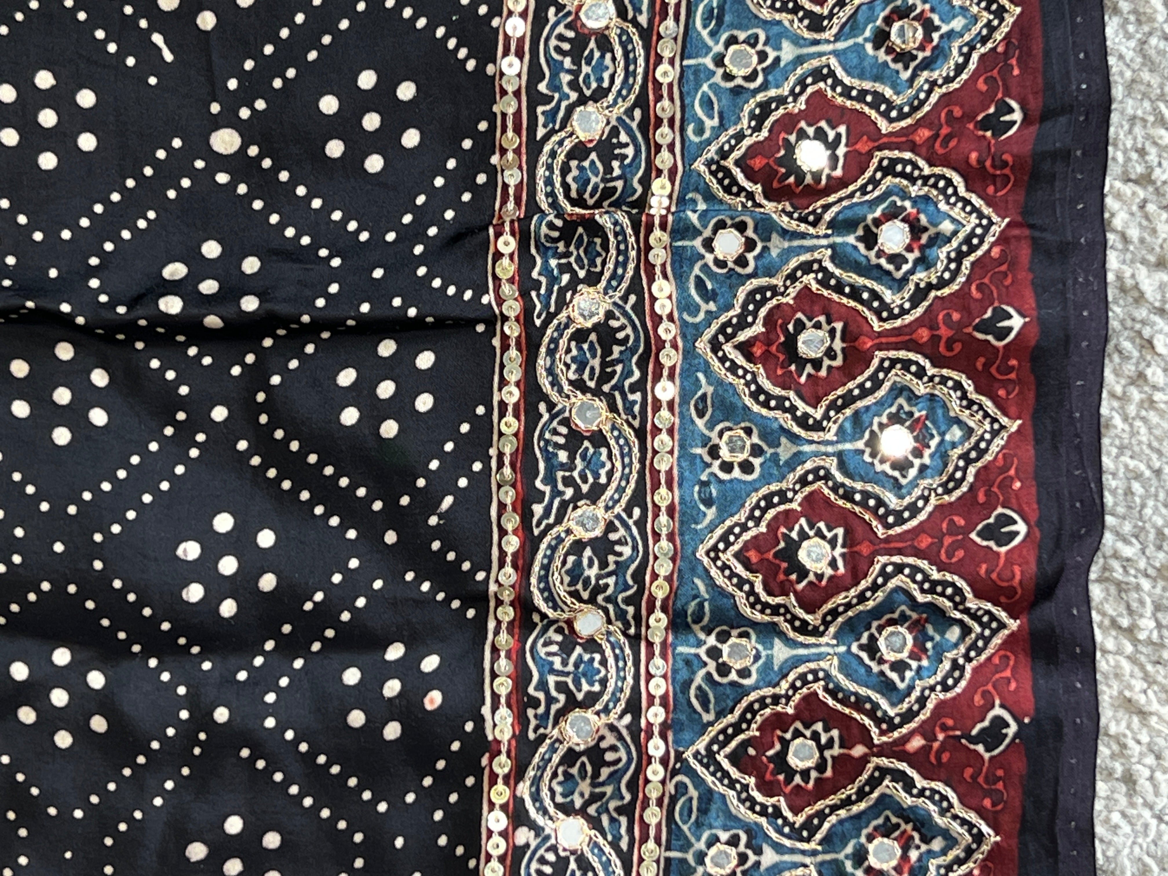 Ajrak Patterned Pure Modal Silk Saree |  KSD241