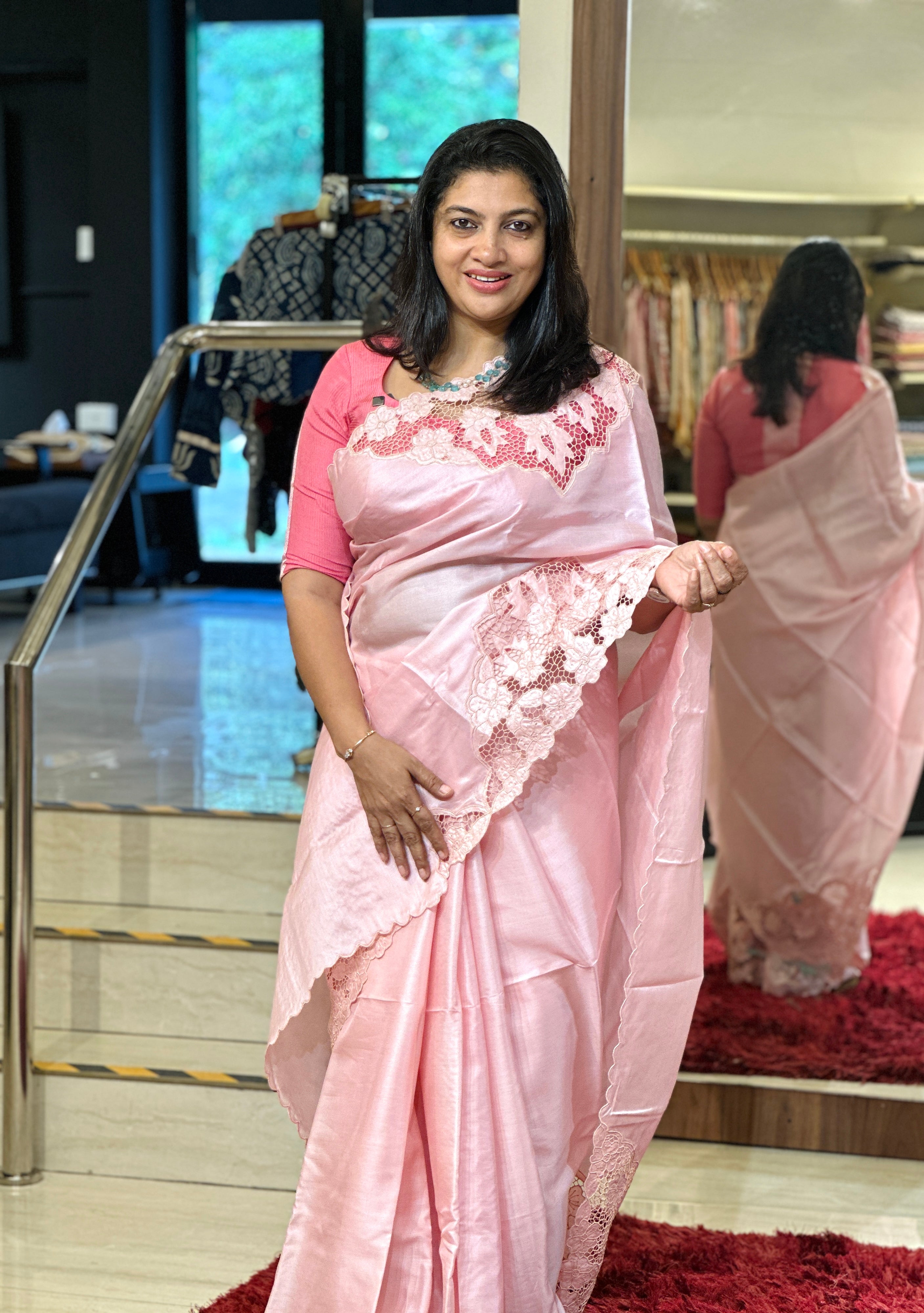 Floral Twine Cut Work Placement Detailed Desi Tussar Saree | TC415